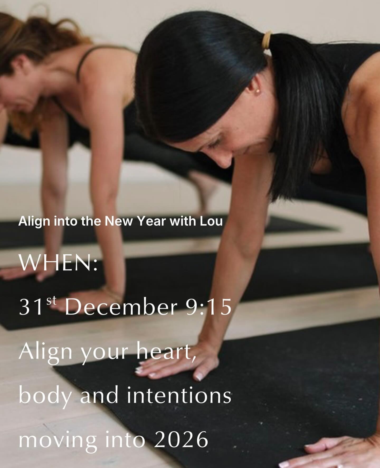 Join the magical @loulemaistreyoga on the 31st December to Align your body, mind, heart as you say goodbye to 2025! What are you ready to let go of? What are you ready to step into. This class will have prompts, reflections and of course Lou’s signature Iyengar style. Do not miss it. 💛