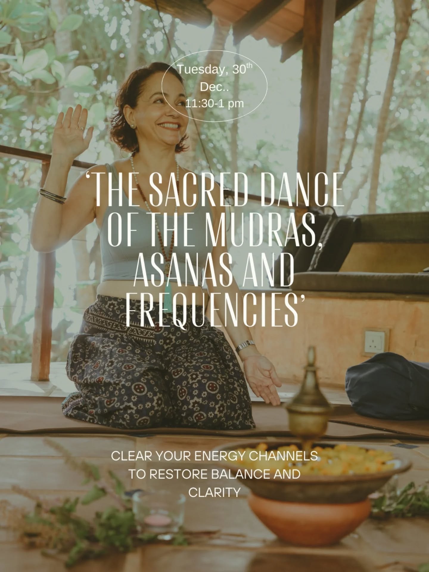 Join us this Tuesday, 30th December, at Sri Yoga Shala for
🌟THE SACRED DANCE OF THE MUDRAS, ASANAS AND FREQUENCIES✨
💫Yoga and 15 Tibetan Bowls Odyssey to restore balance and clarity🙌
TIME: 11:30-1 pm
REGULAR 9,000 LKR
RESIDENT 7,500 LKR
NIC 5,500 LKR
BOOKINGS:
+94 (76) 569 1672/@sriyogashala
.
✅️No prior experience necessary
.
.
.
#srilankayoga #srilankatravel #yogasrilanka #srilankawellness
