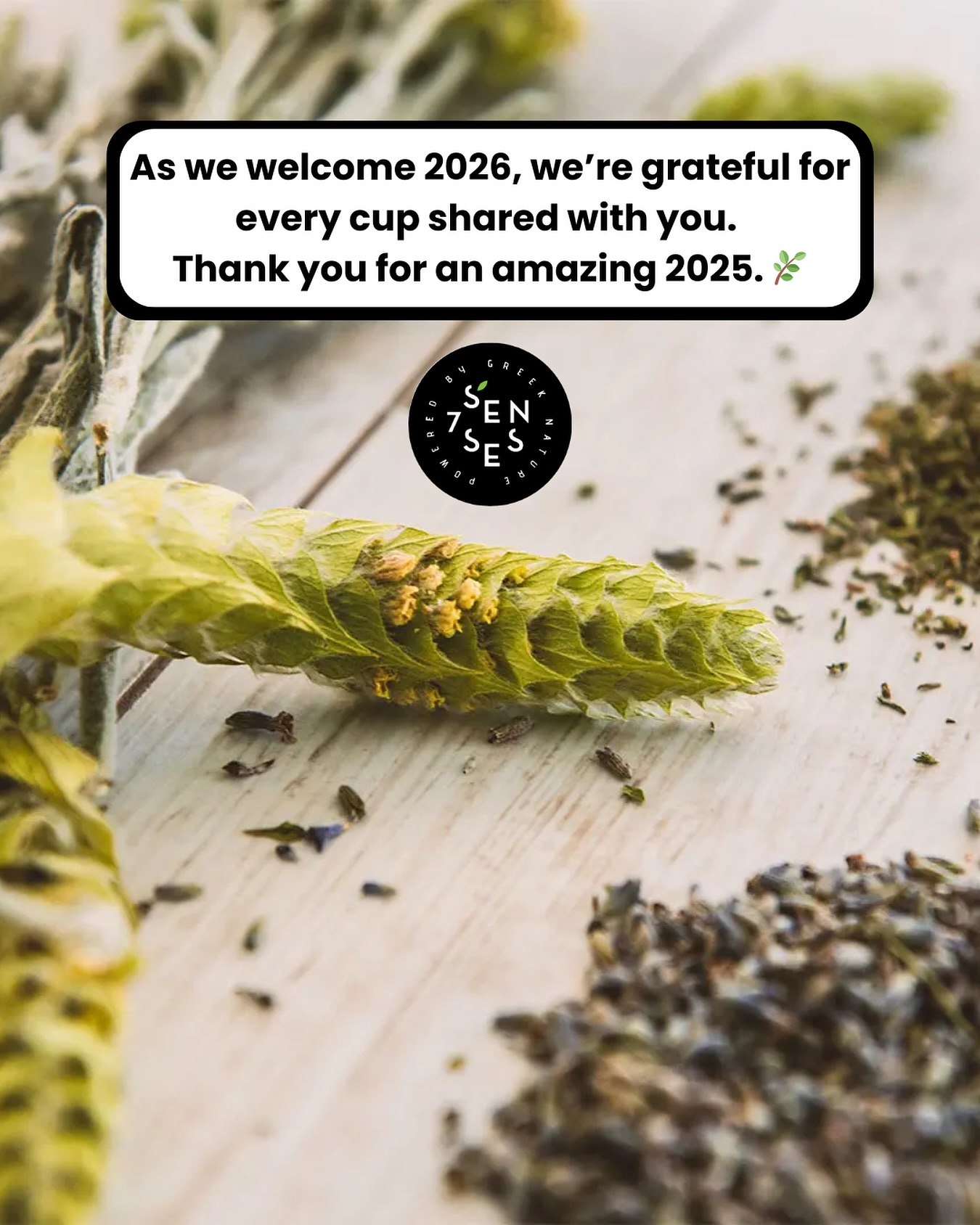 Dear Seven Senses Organic Community,
As 2025 comes to a close, we want to take a moment to say thank you.
This year has been incredibly meaningful for us, and none of it would be possible without you, our loyal customers, valued partners, and everyone who believes in organic, authentic Greek herbal teas.
From our farmers in Greece to your cup at home, every blend represents care, tradition, and connection. We are deeply grateful for your trust, your support, and for being part of the Seven Senses Organic journey.
As we look ahead to 2026, we’re excited to continue sharing hand-picked herbs, sustainable practices, and moments of calm—one cup at a time.
Wishing you a joyful holiday season and a peaceful, healthy New Year.
With gratitude,
The Seven Senses Organic Team 🌿
#sevensensesorganic #happynewyear #grateful