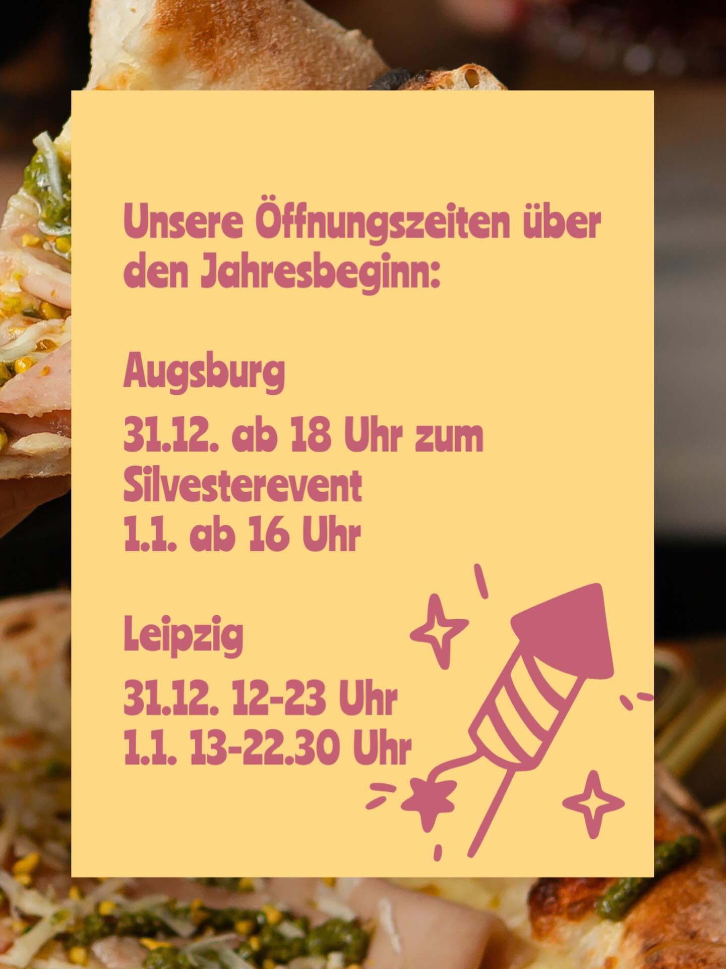 Unsere Öffnungszeiten zu Silvester und Neujahr 🎆🎇