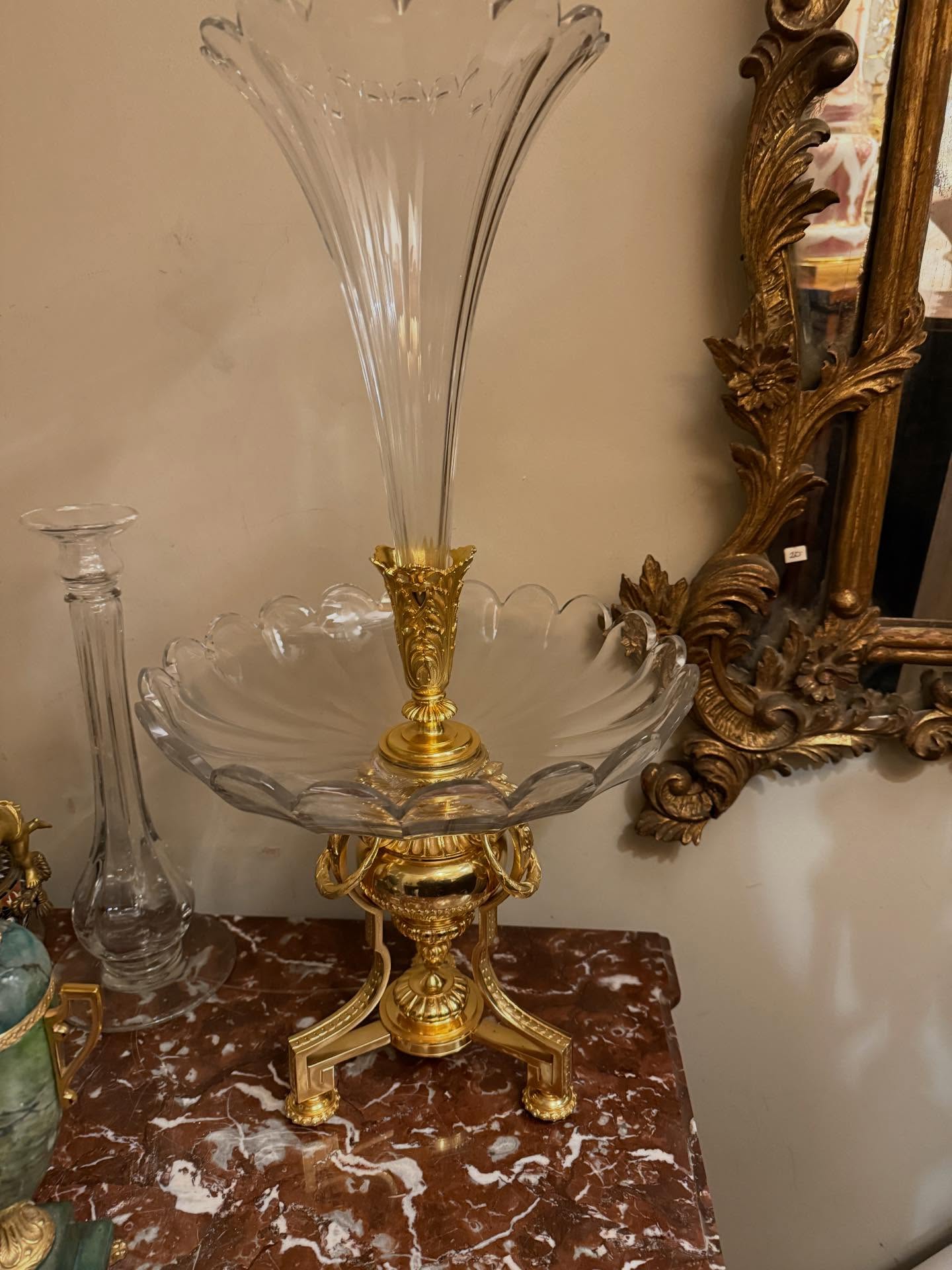 An amazing large Baccarat centrepiece#gilded bronze mounts#antique#crystal#objetd’art#portobello watehouse and website