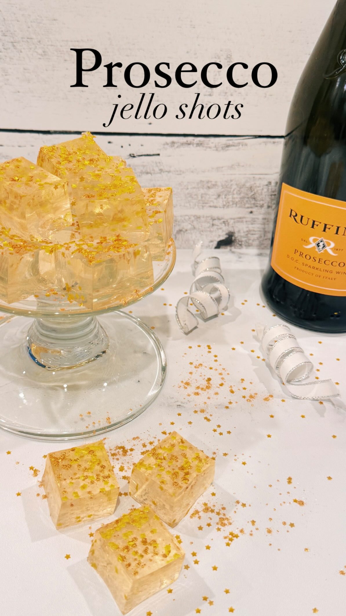✨Prosecco Jello Shots✨
Just in time for New Year’s Eve, or any celebration for that matter. These boozy shots are so simple and make a fun festive treat for your party.🎊
INGREDIENTS
3 cups Prosecco (or the whole bottle)
1/2 cup sugar
1 TBS lemon juice
4 TBS (4 envelopes) unflavored gelatin
1 cup vodka
Edible glitter + edible stars
INSTRUCTIONS
Combine Prosecco, sugar + lemon juice in a sauce pan over medium heat. Stir with a whisk until the sugar has dissolved.
Add the gelatin and vodka and stir until the mixture is smooth. Do not let it boil.
Pour into an 8X8 pan and place in fridge for 3 hours.
Sprinkle with edible glitter and stars before cutting into squares.
You could also make these in individual condiment containers or shot glasses. Cheers!🥂
Featured Prosecco: @ruffino_1877
#jelloshots #boozybites #nyecelebration #proseccopop #nyetreats