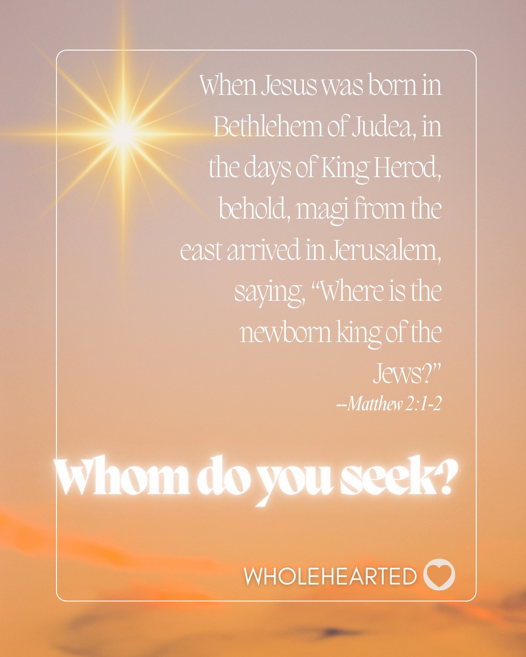 The question, "Whom do you seek?" is the theme we will explore at the Wholehearted Catholic Women's Gathering in Spokane (and beyond) on February 7. LIMITED SPOKANE TICKETS go on sale Thursday, January 1, at 8 AM. Wholehearted CONNECT tickets now available for these locations: Chewelah, Okanogan, and Walla Walla. Tell your friends! Set your alarms! Set your heart on Whom you seek and come! Link in bio.