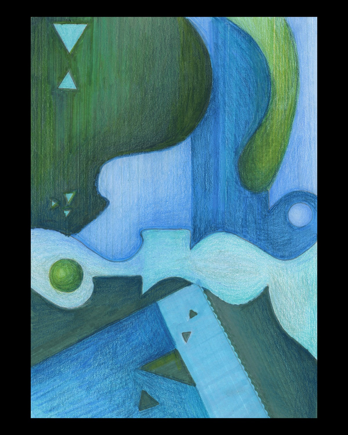 Cool toned color study #markerart #coloredpencil_art #2ddesign #nonrepresentationalart #janecampart