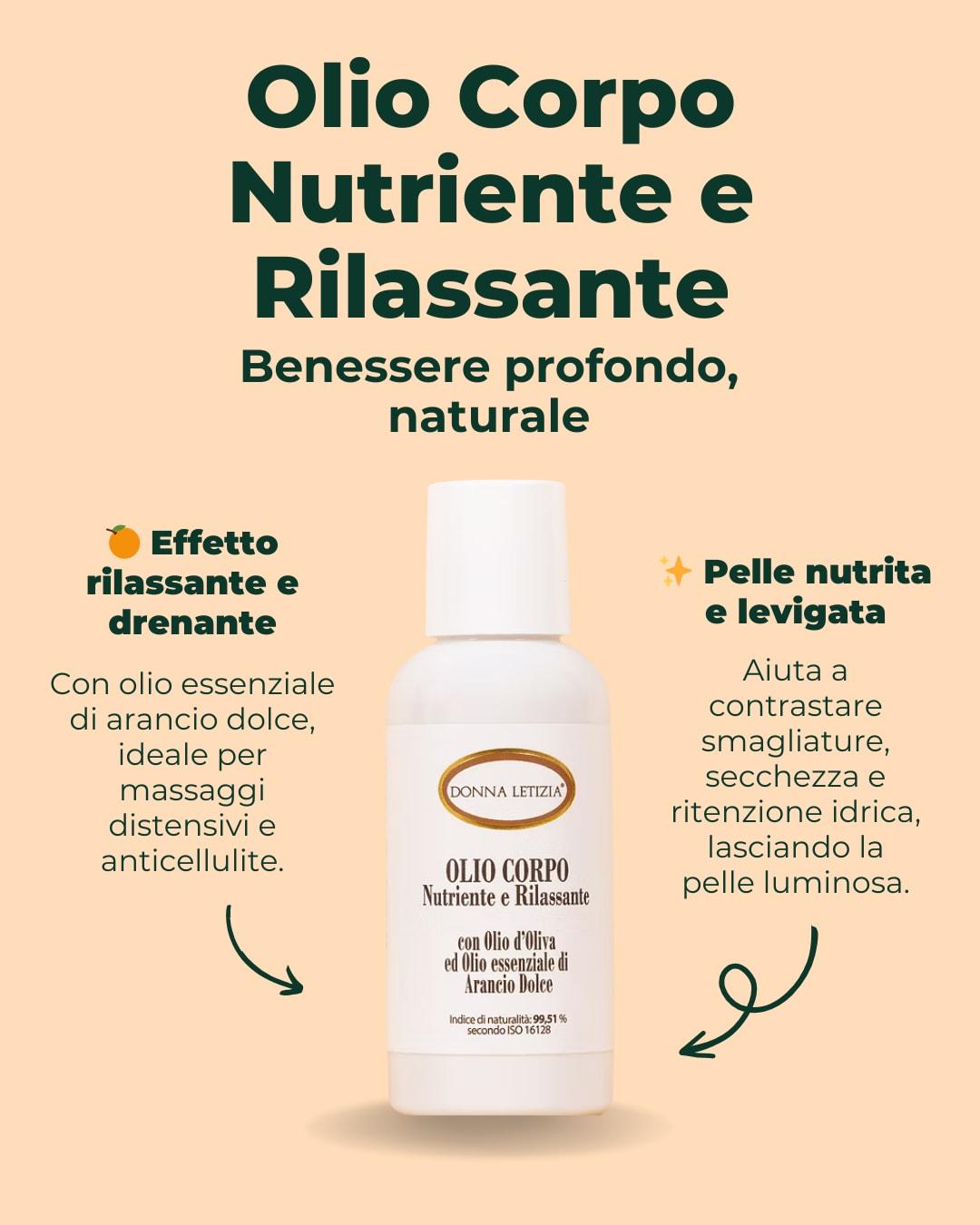 💆♀️ Un rituale di benessere che nutre corpo e mente.
L’Olio Corpo Nutriente e Rilassante Donna Letizia è un trattamento naturale pensato per regalare alla pelle morbidezza, elasticità e una profonda sensazione di relax.
Arricchito con olio essenziale di arancio dolce, svolge un’azione calmante e distensiva, ideale per massaggi rilassanti e drenanti.
Aiuta a contrastare ritenzione idrica, cellulite, smagliature e segni del tempo, lasciando la pelle levigata e luminosa.
Perfetto anche come doposole, per il viso e per i capelli, grazie alla sua texture setosa e al profumo agrumato avvolgente. 🍊
📍 Dalle Terre di Toscana, con amore.
🛒 Scoprilo su www.donnaletiziashop.com
#DonnaLetizia #OlioCorpo #BenessereNaturale #MassaggioRilassante #CosmesiNaturale #MadeInItaly #RitualeDiBellezza