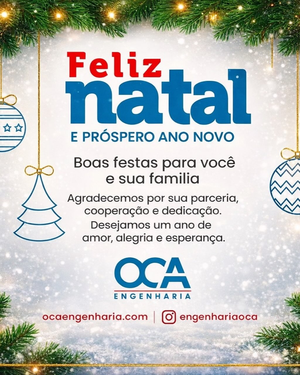 🎄✨ Feliz Natal!
A OCA Engenharia agradece a confiança de cada cliente, parceiro e colaborador que construiu esse ano com a gente. Que seja um momento de celebração em família e com todos que você ama. 🏗️🎅
#natal #engenharia #ocaengenharia