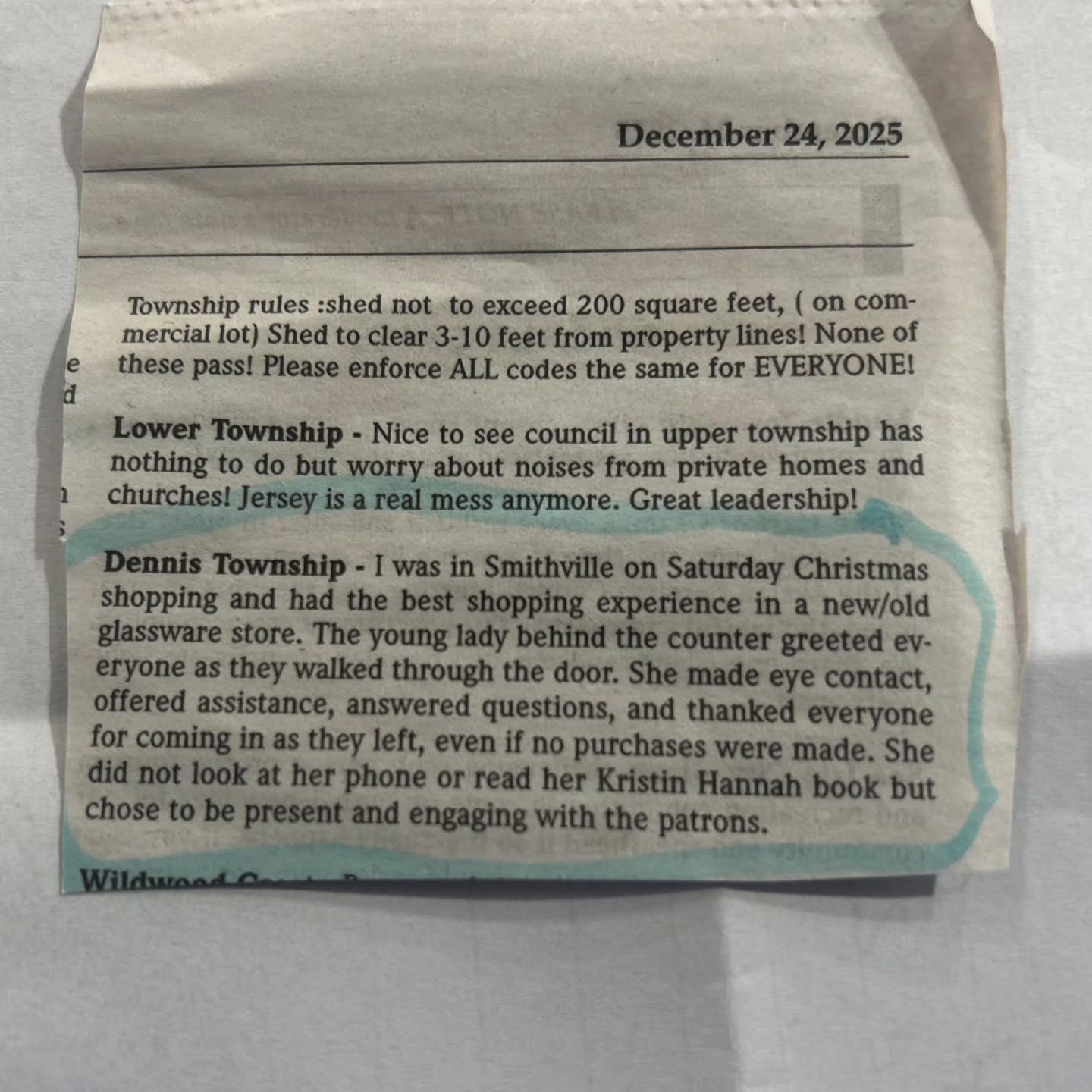 SHOUT OUT TO THE BEST EMPLOYEES! THIS IS SO AWESOME TO SEE! Especially during Holiday Season when its fair to be burnt out in retail 😂😂 THANK YOU TO THE CUSTOMER THAT WROTE AND SHARED THIS WITH US 🥰🥰🥰🥰 And this was our first season thrown into the busiest season of Smithville 🙏🙏
#GlassNookSmithville #smithvillenj #historicsmithvillenj #vintageglass #grateful🙏