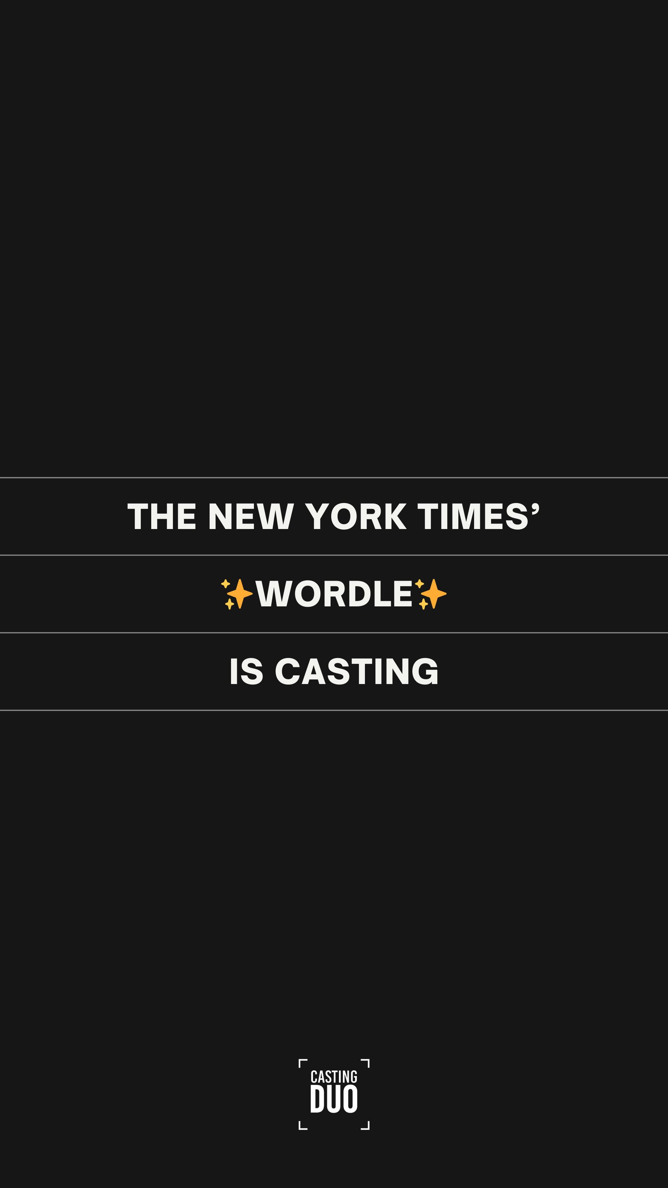 Don’t let 2025 end without applying! The New York Times’ WORDLE is casting for a brand new TV game show and we’re looking for three-player teams to compete for a huge cash prize.
#casting #wordle #gameshow #tvshow #realitytv