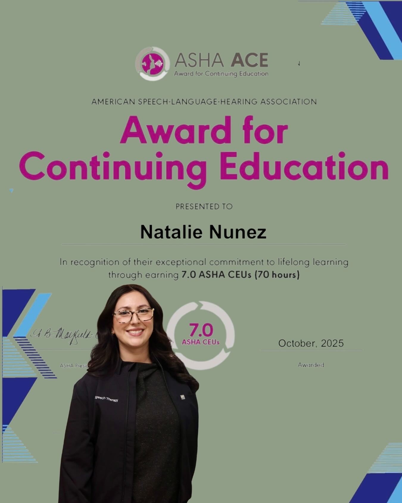 We would love to take a moment to congratulate Natalie on earning her ASHA-accredited Continuing Education Award! We are so grateful for Natalie’s heart and passion for staying current with the latest research in speech therapy, allowing her to continually pour that knowledge back into our community ❤️
.
.
.
.
.
.
#RidgefieldparkNJ #bergencountynj #SLPsofinstagram
#SLPClinic #SpeechOffice