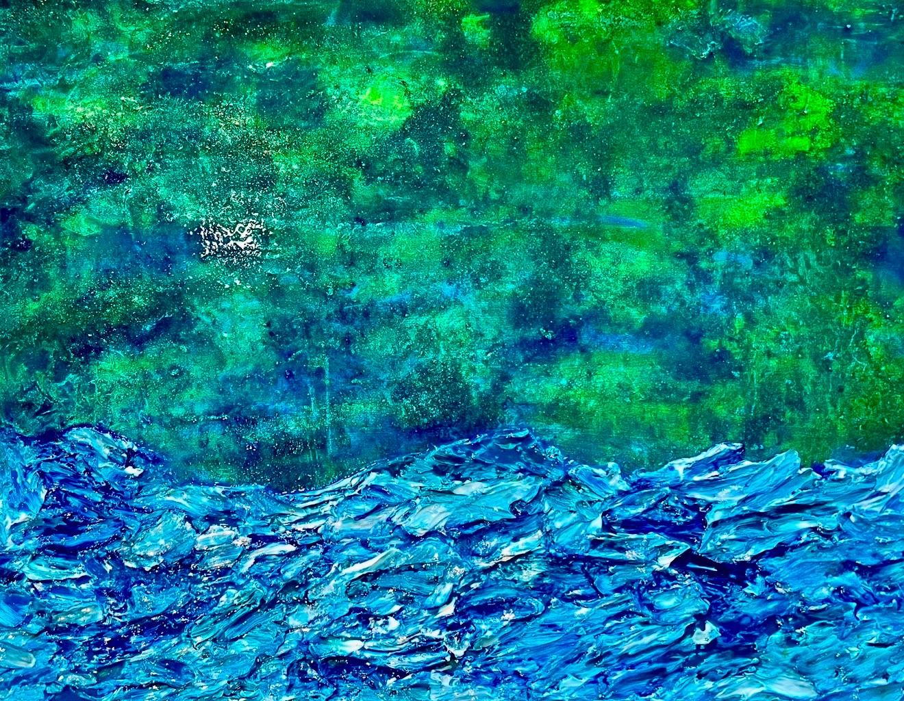 “Sept 8, 2024” Acrylic & resin on canvas @justinegiorart