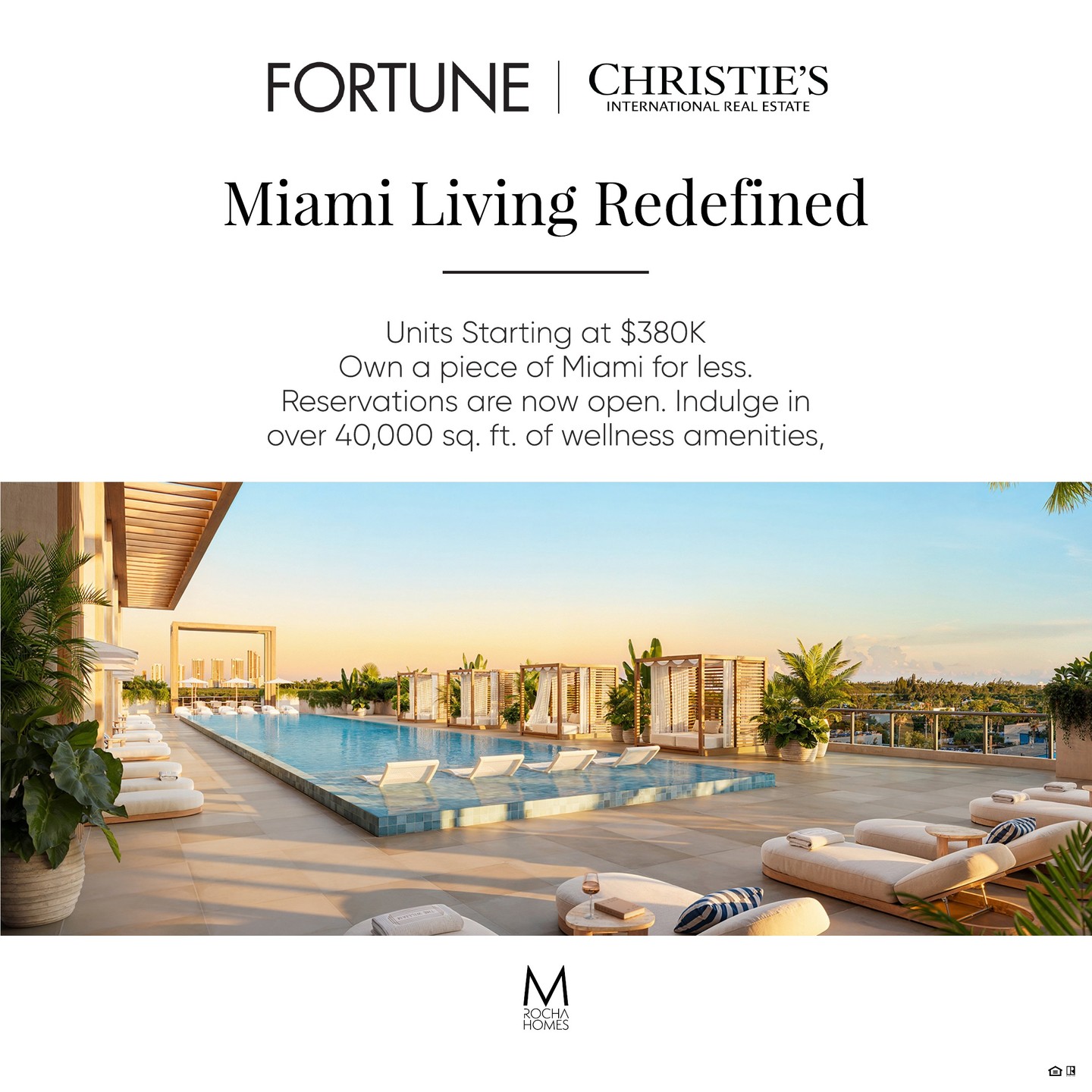 A Statement of Independent Style
Bold architecture, global access, and modern living come together in a lifestyle for those who want more than a home—they want possibility.
Over 40,000 sq. ft. of wellness-driven amenities: yoga studio, elite fitness center, outdoor training + recovery zones, spa suites, locker rooms, and a resort-style pool designed for effortless downtime.
26 Stories | 374 Residences
Units Starting at $380K
EB-5 Opportunities Planned | Delivery: End of 2029
It’s more than a residence—it’s your next strategic move.
Discover why it’s a top Marisol Rocha Homes pick. Book your private presentation today.
Marisol Rocha
Fortune Christie’s International Real Estate
📞 786-707-1615
📧 contact@marisolrochahomes.com
| mrocha@fir.com
🌐 marisolrochahomes.com | @marisolrochahomes
#MarisolRochaHomes #MiamiLiving #Miami #Pickleball #pickleballmiami