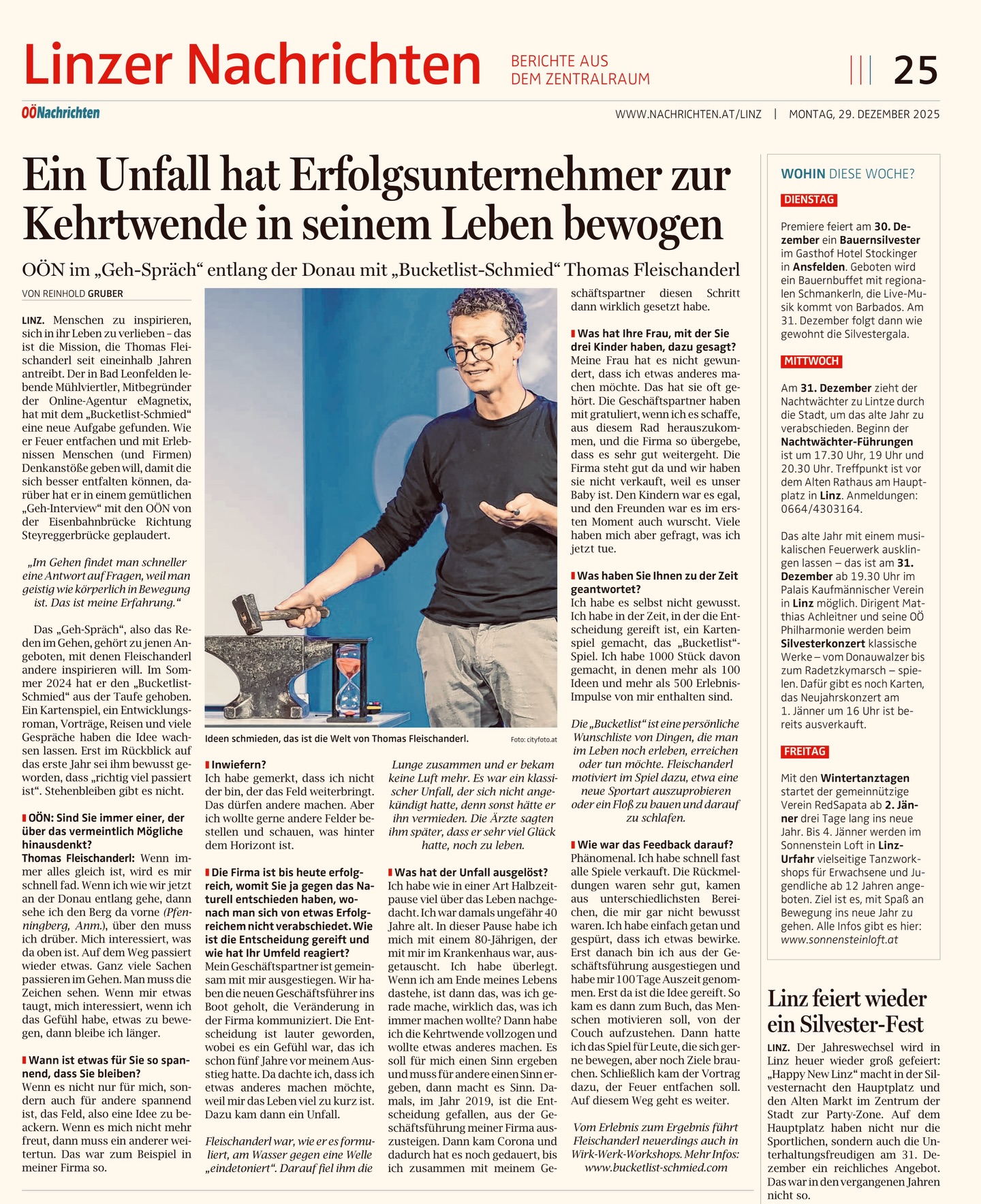 📰 Große Dankbarkeit für diesen mega Beitrag heute in den @nachrichten.at in Linz – im wahrsten Sinne des Wortes auf einer ganzen Seite 🤩.
🙏🏻 Danke an den großartigen @reini_gruber für das Interview - selbst würde ich mich nur ehrlich gesagt nie so bezeichnen, wie hier getitelt wird bzw. sehe ich mich auch nicht so:
… sondern eher als jemanden, der mit seinen Möglichkeiten und Fähigkeiten Sinn sucht, für sich und andere. Alles andere ergibt sich. Vom Erlebnis zum Ergebnis. 🔥 Herzlichen DANK!