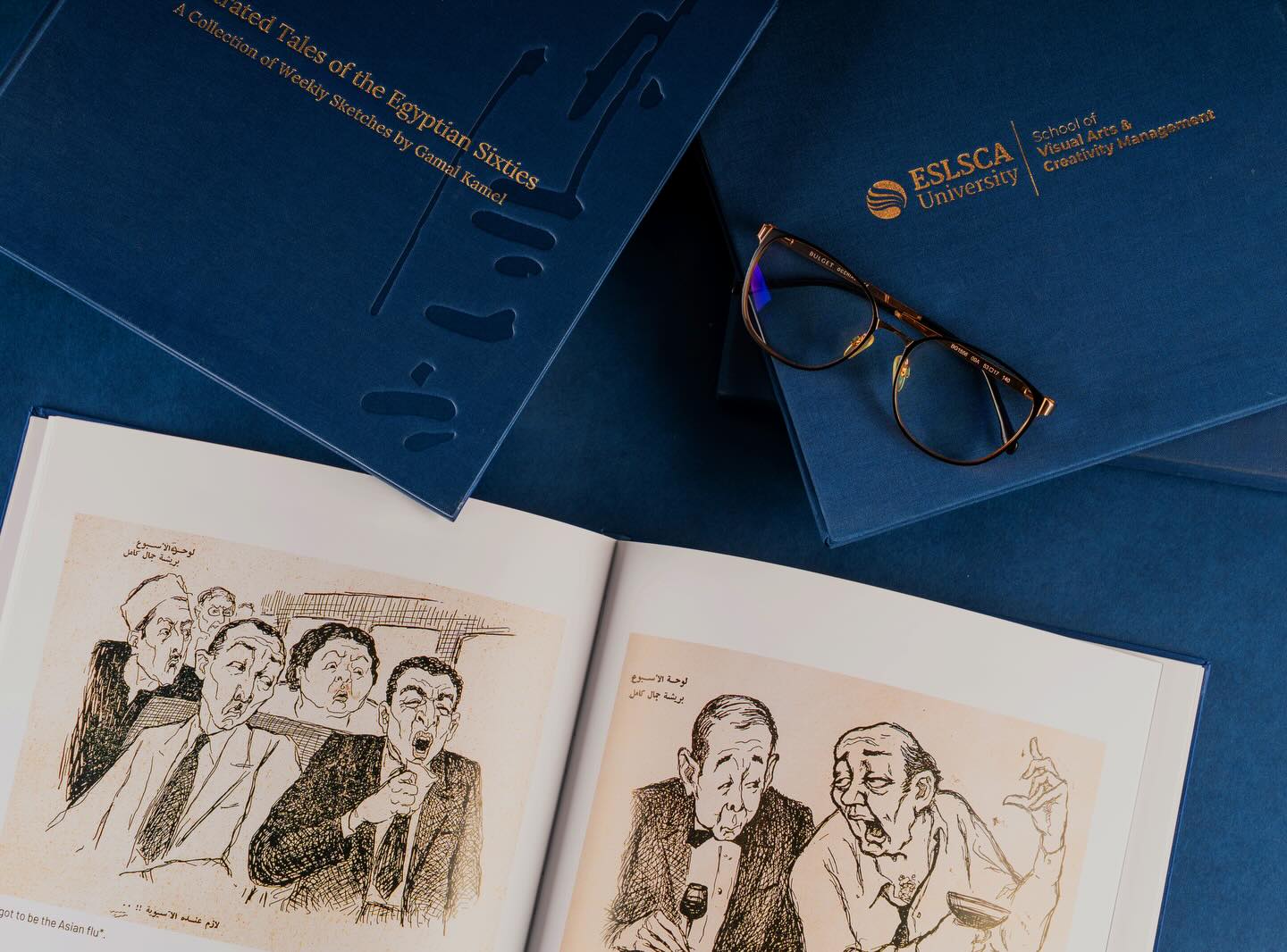 A tribute bound in excellence.
An editorial book created for @eslscaeg University Egypt, celebrating the legacy of the iconic caricature artist Gamal Kamel. Crafted with high-quality printing, royal blue fabric binding, and flawless gold foil details — where art meets timeless craftsmanship.
.
Photography: @minaashraf_photography