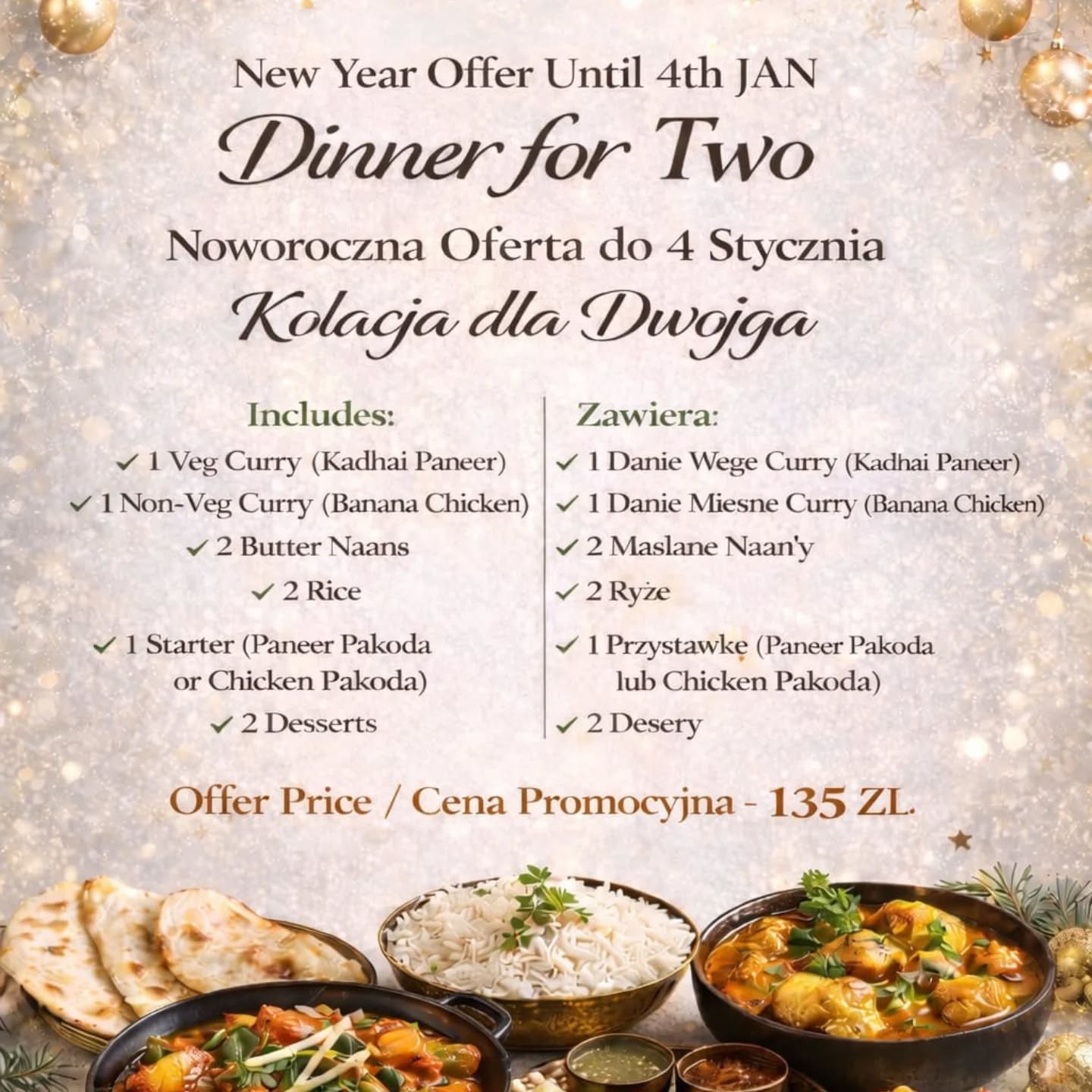 Zróbcie sobie małe święto po świętach ✨
Zestawy dla par stworzone na spokojne wieczory i dobre rozmowy.
Promocja obowiązuje do 4 stycznia ❤️
Treat yourselves to a little holiday after the holidays ✨
Couples’ sets made for relaxed evenings and great conversations.
Promotion valid until January 4th ❤️
#kolacja #kolacjawlodzi #kolacjawedwoje❤️ #randka #restauracjalodz