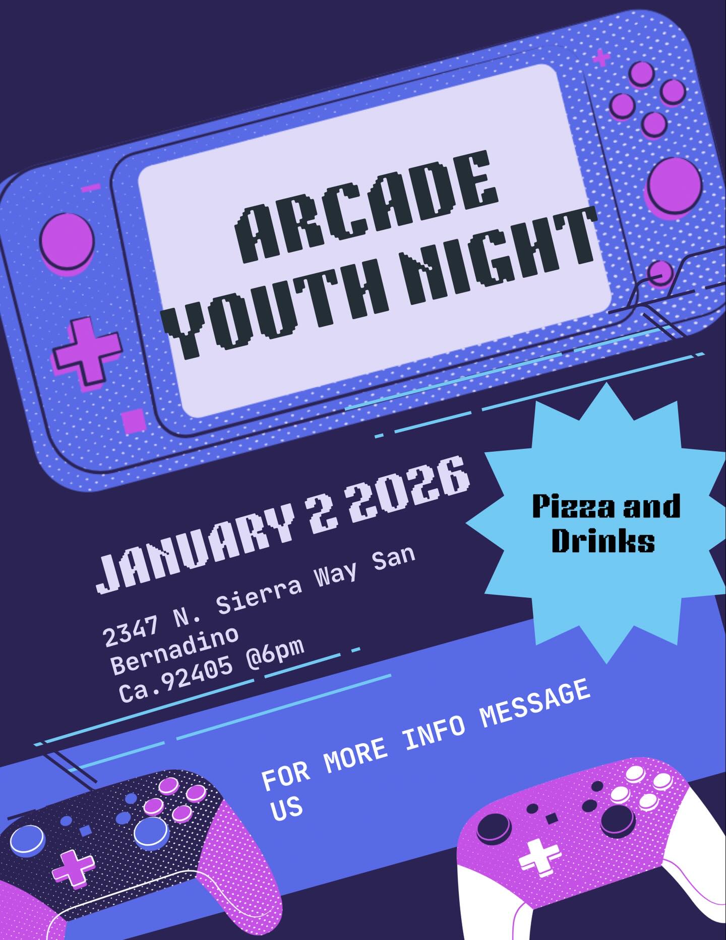 🎮 ARCADE NIGHT! 🎮
Games. Friends. Pizza. ALL the fun.
Bring a friend and come hang with us! 🙌