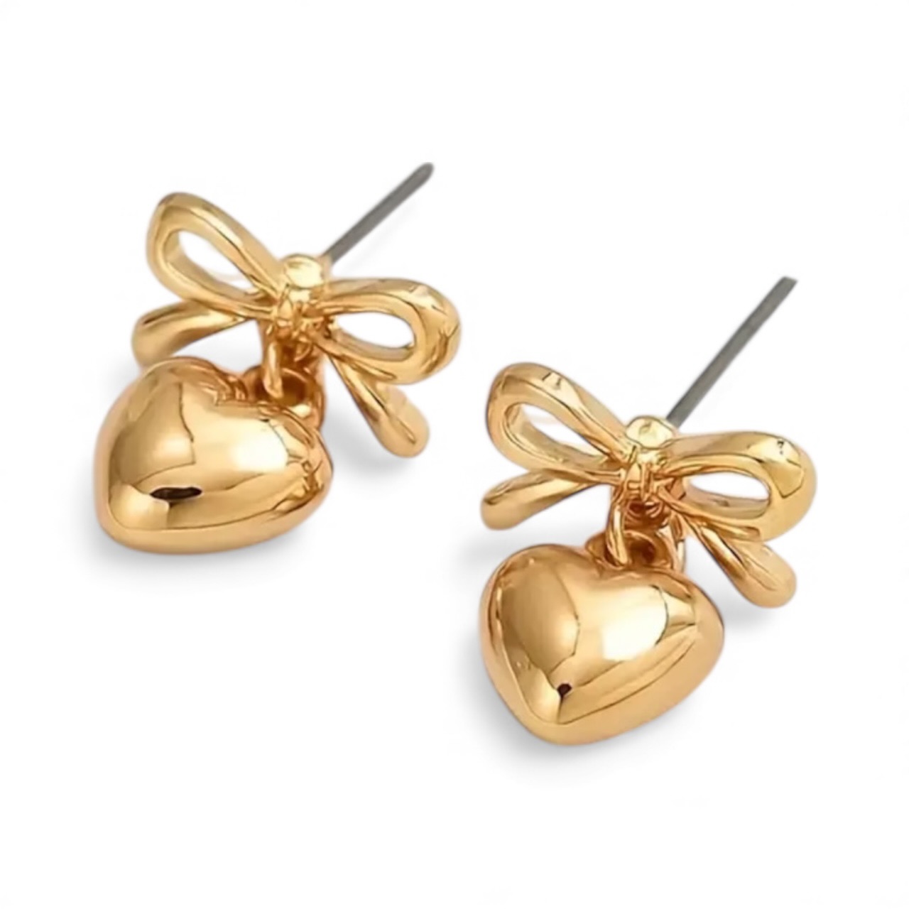 Hypoallergenic 18K Golden Plated Stainless Steel Heart Earrings.