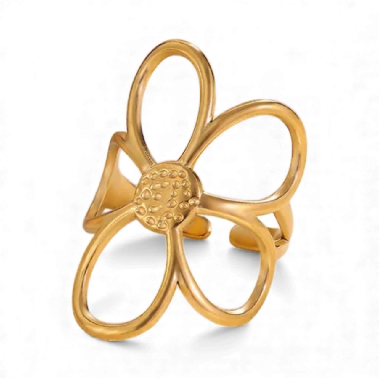 Floral design ring simple, elegant and luxurious stainless steel jewelry.