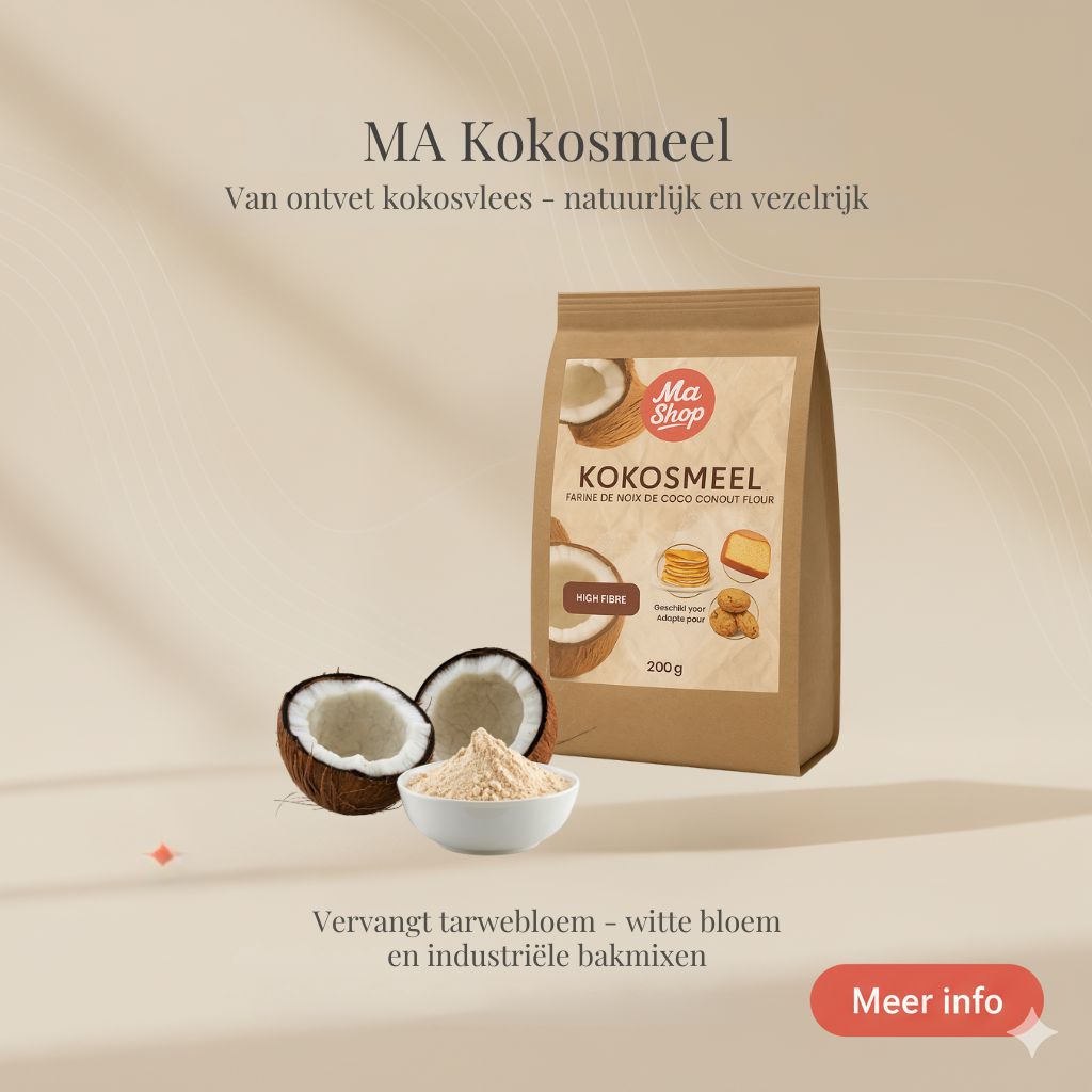Kokosmeel.
Vaak verkeerd begrepen. Zelden juist gebruikt.
#puureten #koolhydraatarm #makkelijkafvallen #bewustbakken
#gezonderekeuzes #echteten
Veel mensen zien kokosmeel als “gewoon een alternatief”.
Maar binnen een koolhydraatarme leefstijl is het vooral dit:
een manier om ultra processed bloem te vervangen door iets puurs.
MA Kokosmeel bestaat uit 100% fijn gemalen kokos.
Het is van nature vezelrijk, koolhydraatarm en vult sneller dan klassieke bloem.
Dat betekent niet: ingewikkeld bakken.
Dat betekent: slimmer kiezen, zodat je lichaam rust krijgt en je gerechten verzadigen.
Precies daarom gebruiken we dit type ingrediënten in onze recepten en weekmenu’s.
Niet omdat ze “hip” zijn — maar omdat ze werken op lange termijn.
In onze app bundelen we alles wat daarbij helpt:
• recepten waarin kokosmeel écht tot zijn recht komt
• duidelijke verhoudingen (zodat je niet hoeft te gokken)
• structuur die je volhoudt
👉 Meer info over MA Kokosmeel vind je via de MA Shop. (link in Bio)
#ultraprocessedfood #koolhydraatarmbakken #vezelrijk
#gezondzonderdieet #slimkoken #gezonderegewoontes