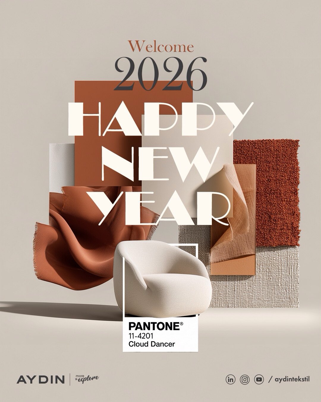 Weaving the future, together. As we step into 2026, we thank you for being part of our journey. Wishing you a year filled with success, prosperity, and innovation. Happy New Year from the Aydın Tekstil family! 🌍✨#AydinTekstil #WeavingTheFuture #HappyNewYear2026 #TextileInnovation