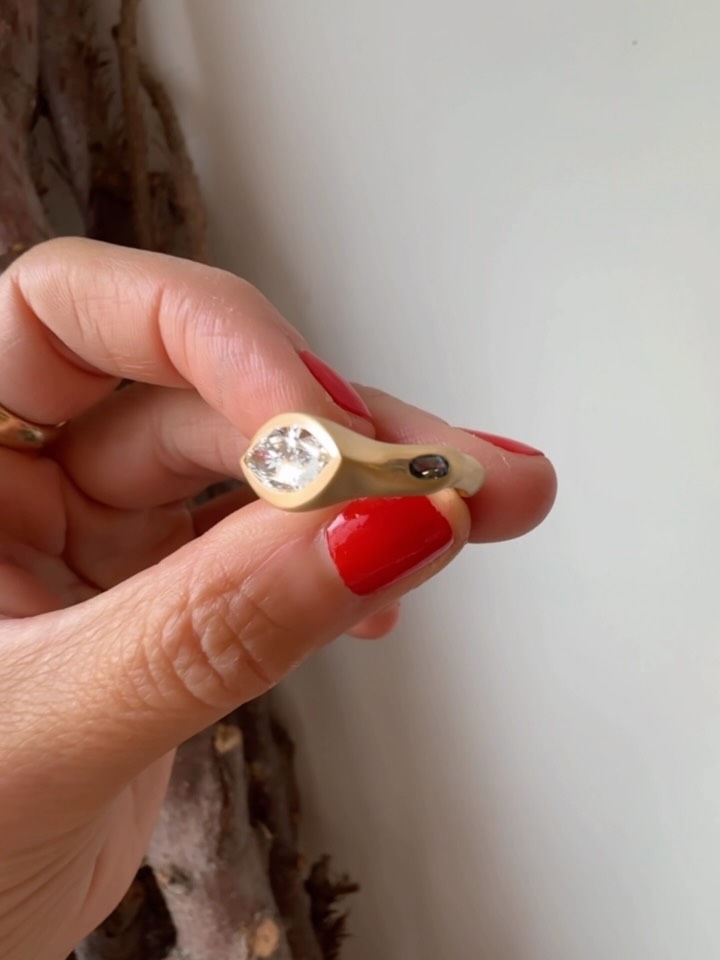 When I started talking about how sad I was that the summer was ending, my very wise friend said “there’ll be more.” (..if we’re lucky:)
And she’s right, it’s as simple as that. You can’t stop time. You can’t stop from getting older, you just enjoy the moments, make all the memories you can with the ones you love and journey on. Some moments are the higher mountains - the time where you are building, building a love with someone. I’m a lucky person in my craft that gets to witness one of many pinnacle times with couples in love. This magical time when they are building together as one.
The magic of love described by the great poets and writers in words that detail the deep connection that feels supernatural - transforming you through profound trust, selfless care, and unwavering commitment, making ordinary life things just feel extraordinary. Powerful and almost inexplicable bond that inspires joy, healing, and growth, and been described as feeling “fated” or like a fairytale, while scientifically it’s an evolutionary drive for bonding and survival. You are being seen, understood, and cherished, which fosters all those good things on both ends - vulnerability/strength and in turn it just makes you work to be a better person. ❤️
This is no different with these two beauties - as we made a ring we sketched and sculpted and landed on a design that feels uniquely them. A stunner of a marquis cut diamond and a sapphire of deep green/blue alll sunk in 18k yellow gold. Big love to these two - an honor as always to get to create such a special piece at this moment ❤️