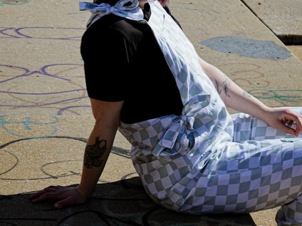 Another awesome piece featured in my @chemical_hack photo shoot. These checkered overalls also have a matching bucket hat and heart purse, all available on my website! Link in bio 💕
#sewist #slowfashion #overalls #clowncore