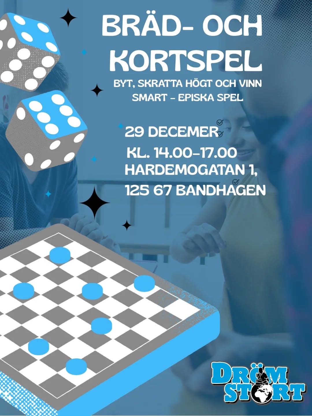 🎲 BRÄDSPEL PÅ DRÖMGÅRDEN IDAG! 🎲
Sugen på en rolig och avslappnad eftermiddag?
Kom till Drömgården idag kl. 14.00–17.00 och spela brädspel tillsammans med oss!
Ta med en vän eller kom som du är – alla är välkomna!
Vi ses på Drömgården💙