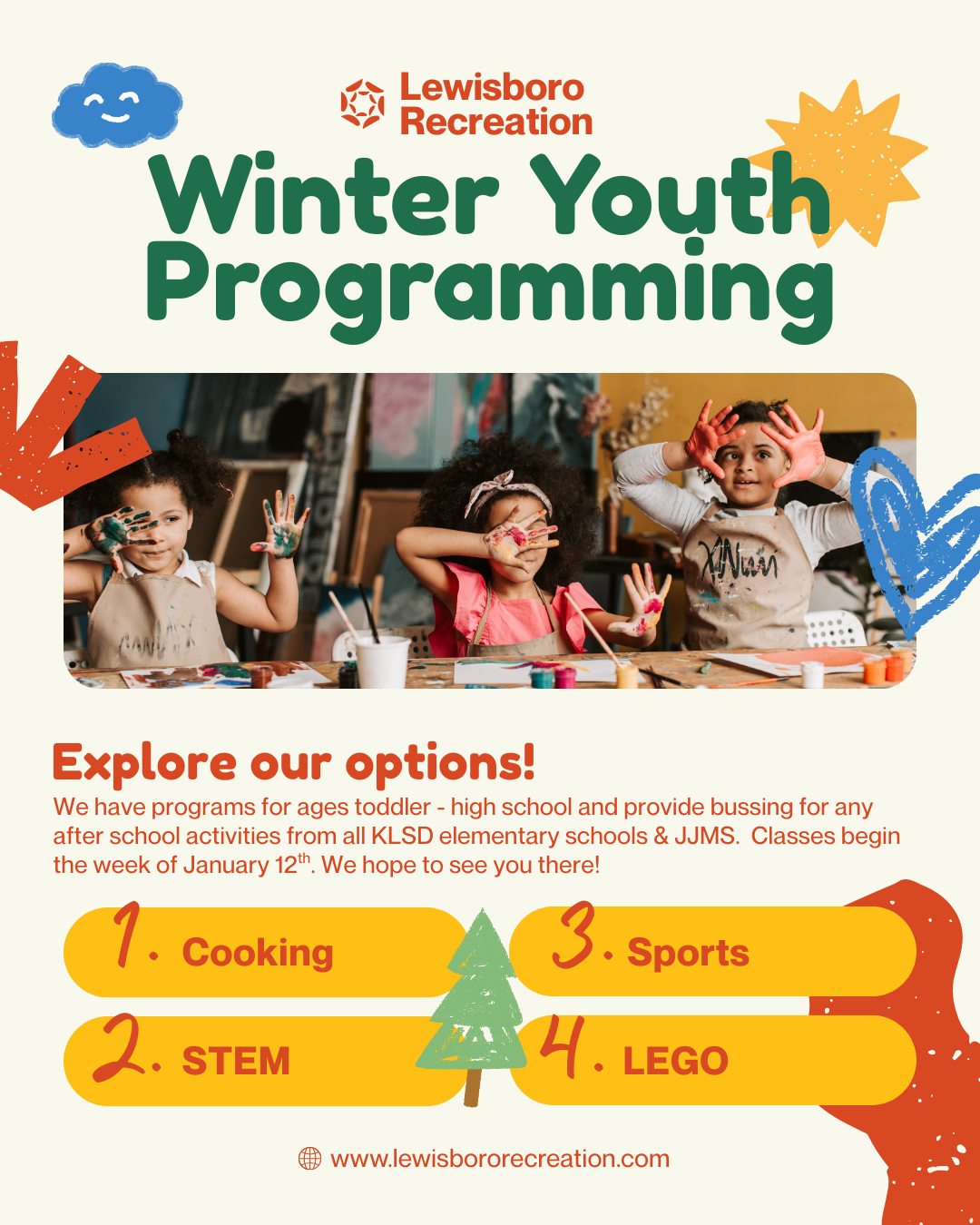 There are so many fun, educational, engaging programs to choose from this winter for toddlers through high schoolers! We offer bussing for any KLSD & JJMS after school programs. Click the link in our bio to check out our offerings this upcoming season (including STEM, cooking, pickleball, volleyball, and LEGO exploration!) โ๏ธ