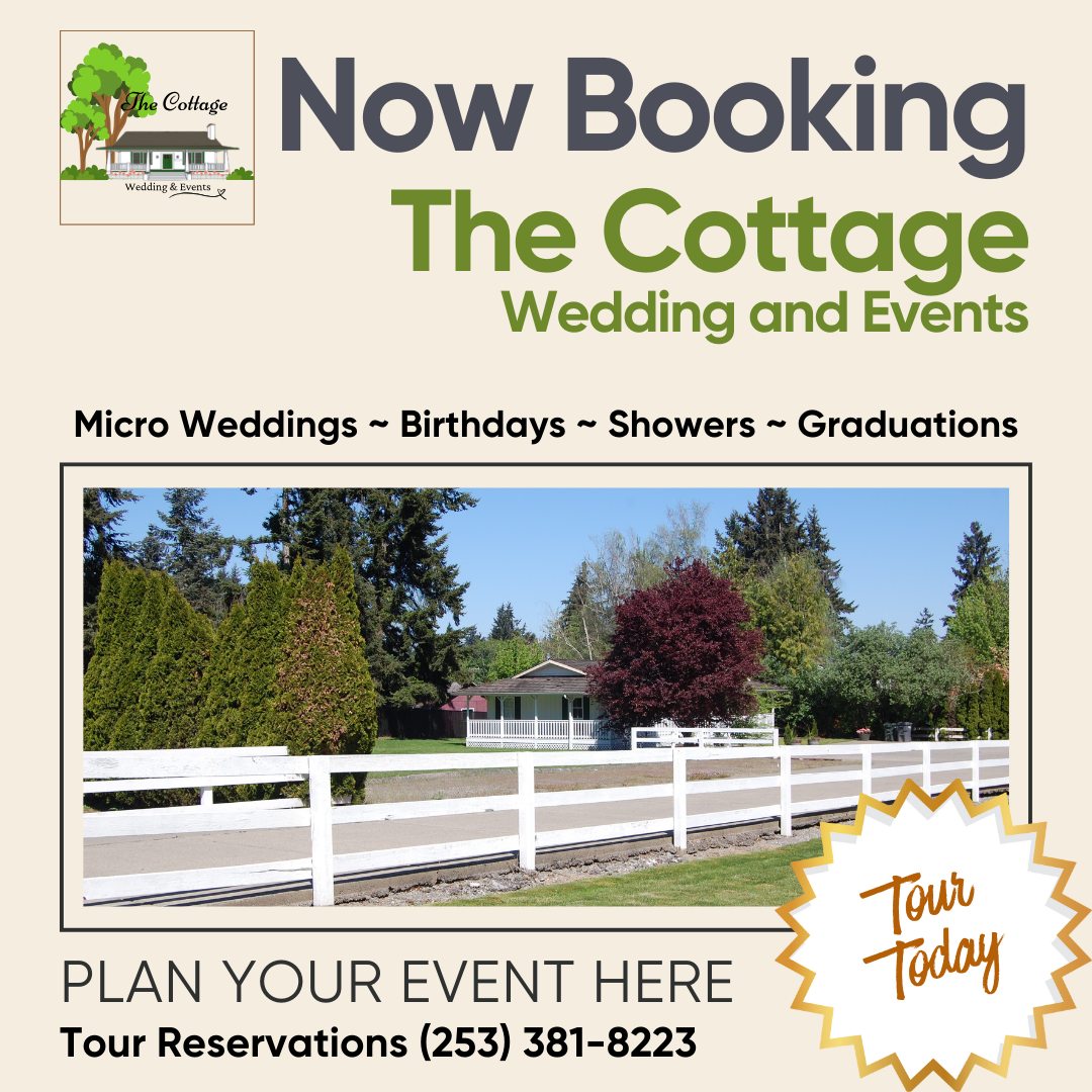Looking for a venue to host your next event? We would love to show you The Cottage. Tours are by reservation only. Call (253) 381-8223.
#venue #venuerental #venuespace #VenueMagic #budgetvenue #wedding #birthdayvenue #birthdayvenue #birthdayvenues #tacoma #tacomawa #tacomalife #puyallup #puyallup #showervenue #firstbirthday #firstbirthdayparty #MicroWeddingVenue #MicroWedding
#weddingrenewal #anniversary
http://rebrand.ly/ss6uv5y