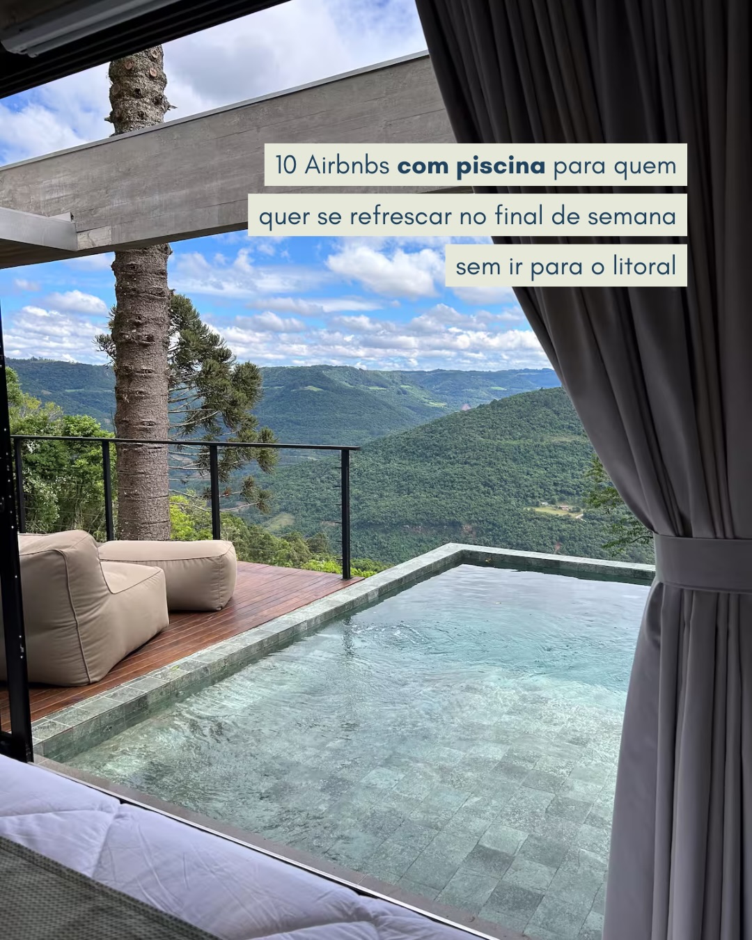 Quem disse que só o litoral refresca? Reuni nesse post 10 dicas pra quem quer escapar no fim de semana, se refrescar e desacelerar sem enfrentar estrada lotada.
👉 Salva esse post pra quando bater vontade de sumir no próximo calorão e se quiser o link de alguma dessas dicas é só comentar “eu quero”