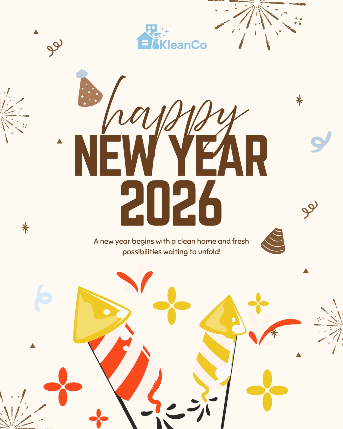 Hello 2026 ✨
A new year begins with a clean home, a clear mind, and fresh possibilities ahead. Wishing everyone a year filled with peace, progress, and sparkling spaces 🧹🏡
#FreshHomeFreshMind #CleanStart #HomeCleaningSG #SpringCleaning #KleanCo
