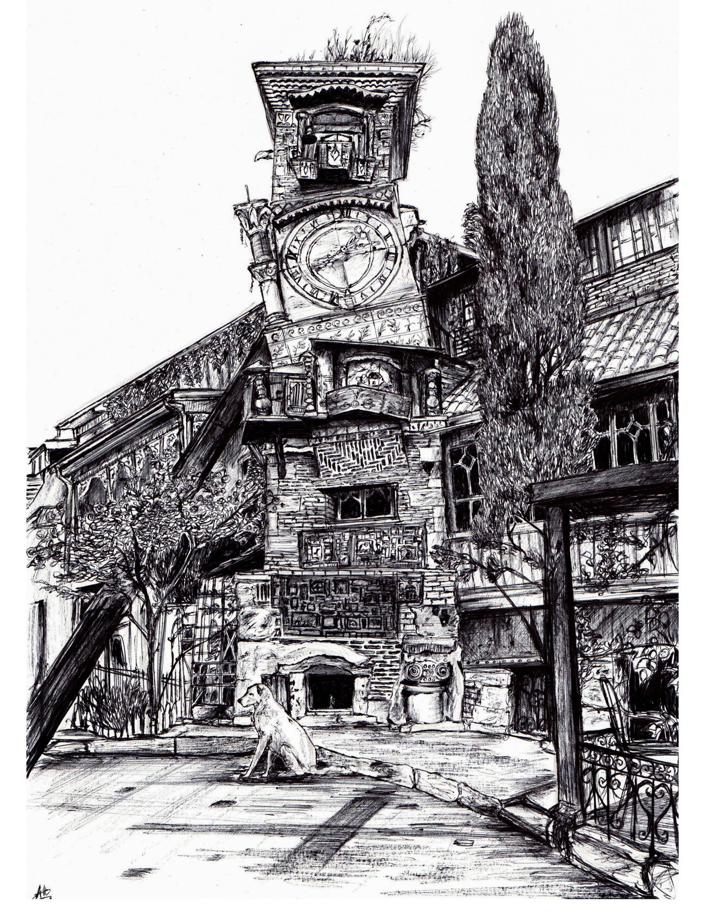 Gabriadze Clock Tower 🕰️
I was in Tbilisi for work last year, and stumbled across this clock tower, and I was utterly enchanted.
The delicately painted panels, its jaunty angles, and its character felt magical - and I’ve spent the last year trying to capture it in various sketches & pieces, based on photos I took of the clock when I saw it.
This biro piece took about 10 hours, and I’m pretty happy with how it’s turned out 🥰
swipe for a 🐶 surprise - I think she likes the clock too :))
.
@dalerrowney1783 paper
.
.
.
#biro #landscape #art #artist #sketch