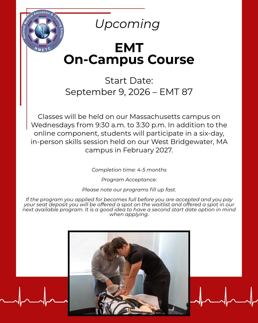 Do you want to become an EMT? Then, consider applying for our next EMT course starting September 9, 2026. Applications can be found at our website, www.nmetc.com
#NMETC #firstresponders #EMS #emergencymedicalservices