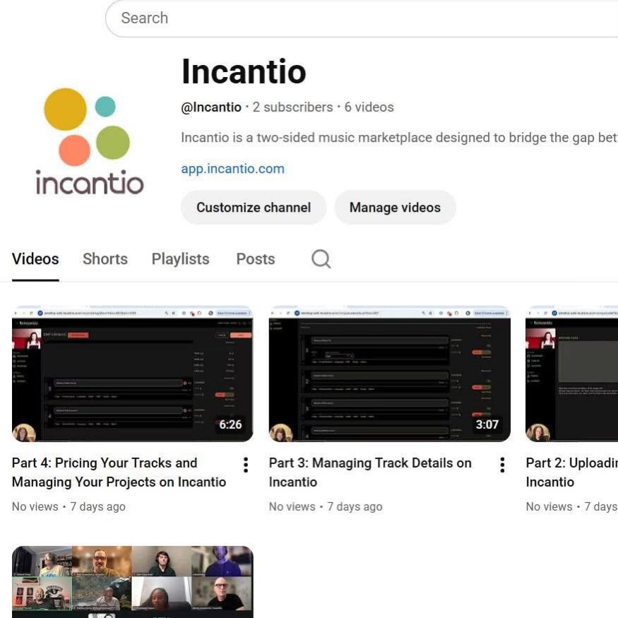 Ready to get your music licensed? 🎬
We’ve officially launched the Incantio YouTube channel! Whether you’re just getting started or looking to optimize your catalog, our new tutorial series walks you through everything from profile creation to setting your own sync prices.
Subscribe for expert tips, platform walk-throughs, and more to help you take control of your music career.
📺 Watch & Subscribe: (link in bio)
#Incantio #SyncLicensing #MusicBusiness #IndependentArtist #YouTubeLaunch