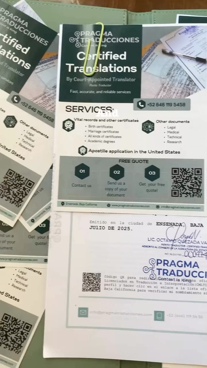 Gracias por confiar en nosotros y acompañarnos durante este 2025. En Pragma Traducciones crecimos, aprendimos y fortalecimos nuestro compromiso con traducciones claras, precisas y humanas. Vamos por un 2026 lleno de nuevos retos, proyectos y mucha pasión por traducir. ✨📚
¡Nos vemos!
📩 Contáctanos para más información o cotizaciones.
🇲🇽🇺🇸🇫🇷🤟🏾
* 📧 info@pragmatraducciones.com
* 🌐 www.pragmatraducciones.com
* 📱 MEX (646) 119 5458 y USA (805) 428-0689
#ensenada #interpretingservices #interpreting #Apostille #Englistranslation Spanishtranslation Professionaltranslation TranslationServices Negociosmexico Ensenadabajacalifornia EnsenadaMexico perito translator translating Certifiedtranslation Traduccionescertificadas peritotraductor peritointerprete traduccionesoficiales PragmaTraducciones workingwithpragma learningwithpragma