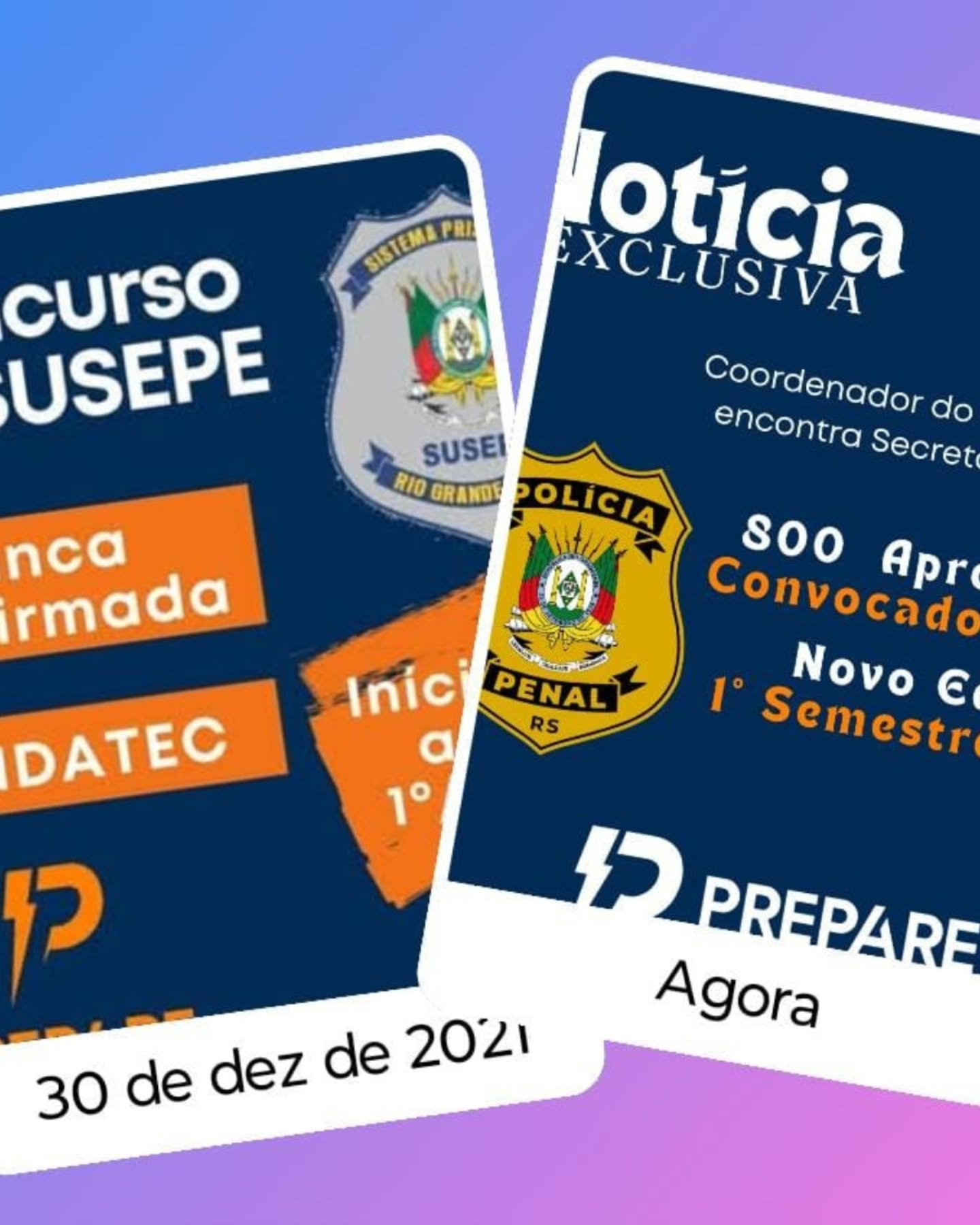 De 2022 (SUSEPE) para 2026 (Polícia Penal): a história se repete com quem entende de aprovação! 👮♂️🛡️
Um novo ciclo se inicia e a PREPARE já está pronta para guiar você rumo à farda. Quem foi nosso aluno conhece de perto a qualidade, o suporte e a dedicação que entregamos em cada aula.
Nas últimas convocações, foram muitos aprovados que mudaram de vida com o nosso método. Agora, a meta é colocar o SEU nome na lista de 2026! 🚀
📅 Novo Edital previsto para o 1º Semestre. Não espere o edital sair para começar a sua jornada.
👉 Saiba mais no link da Bio.
📲 Dúvidas? Chame no Whats: (55) 99100-9544
#PoliciaPenalRS #SUSEPE #ConcursosRS #PrepareCursos #Aprovação CarreirasPoliciais VagaGarantida