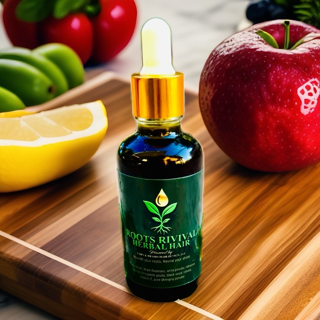 Roots Revival Herbal Hair Oil is an organic blend of nourishing herbs and seeds designed to strengthen hair from the roots up. This oil restores shine, reduces breakage, and supports healthy growth — naturally.