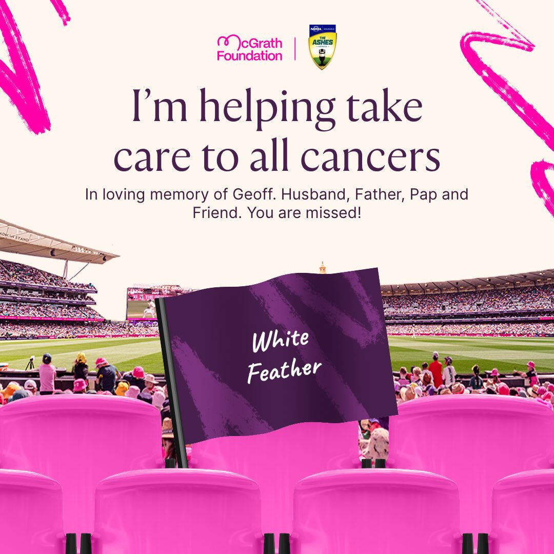 We have donated to @mcgrathfoundation in loving memory of Geoff, husband and father of us at White Feather. They have changed their model to have support staff and nurses for all cancer types. We lost Geoff in July 25’ to cancer and honour him with this donation as well as everyday in our memories!