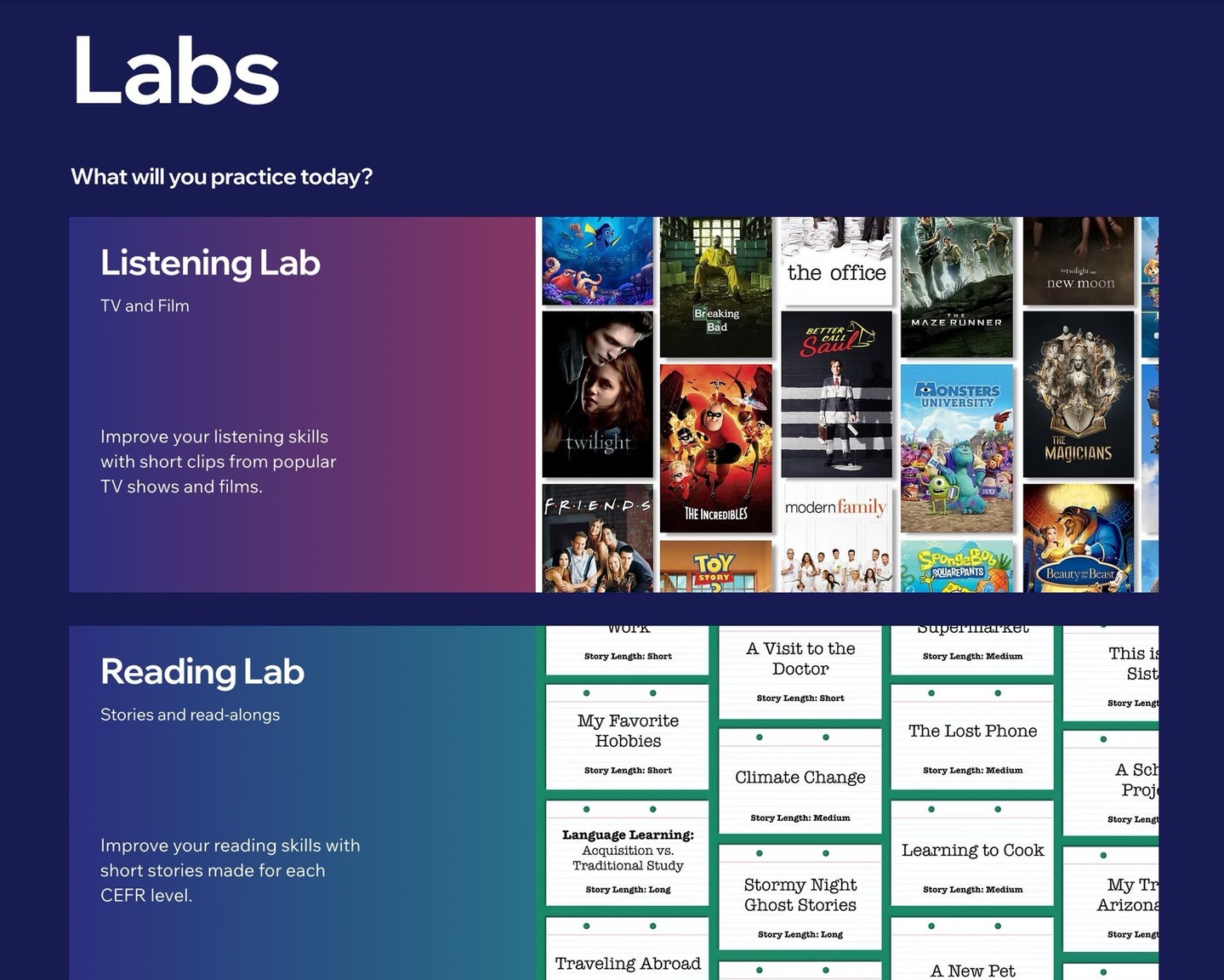 The website has been fully redesigned to be even more useful!
What’s new?
Fully redesigned reading and listening labs, quizzes, custom dictionaries, hand typed transcripts, and more. Plus, no account needed. It’s all 100% free to use!
Start learning English today with clips from popular movies and series or read short stories! 🔗 in bio!
•
•
•
•
•
#learnenglish #aprenderingles #freeeducation #englishteacher #teachersofinstagram