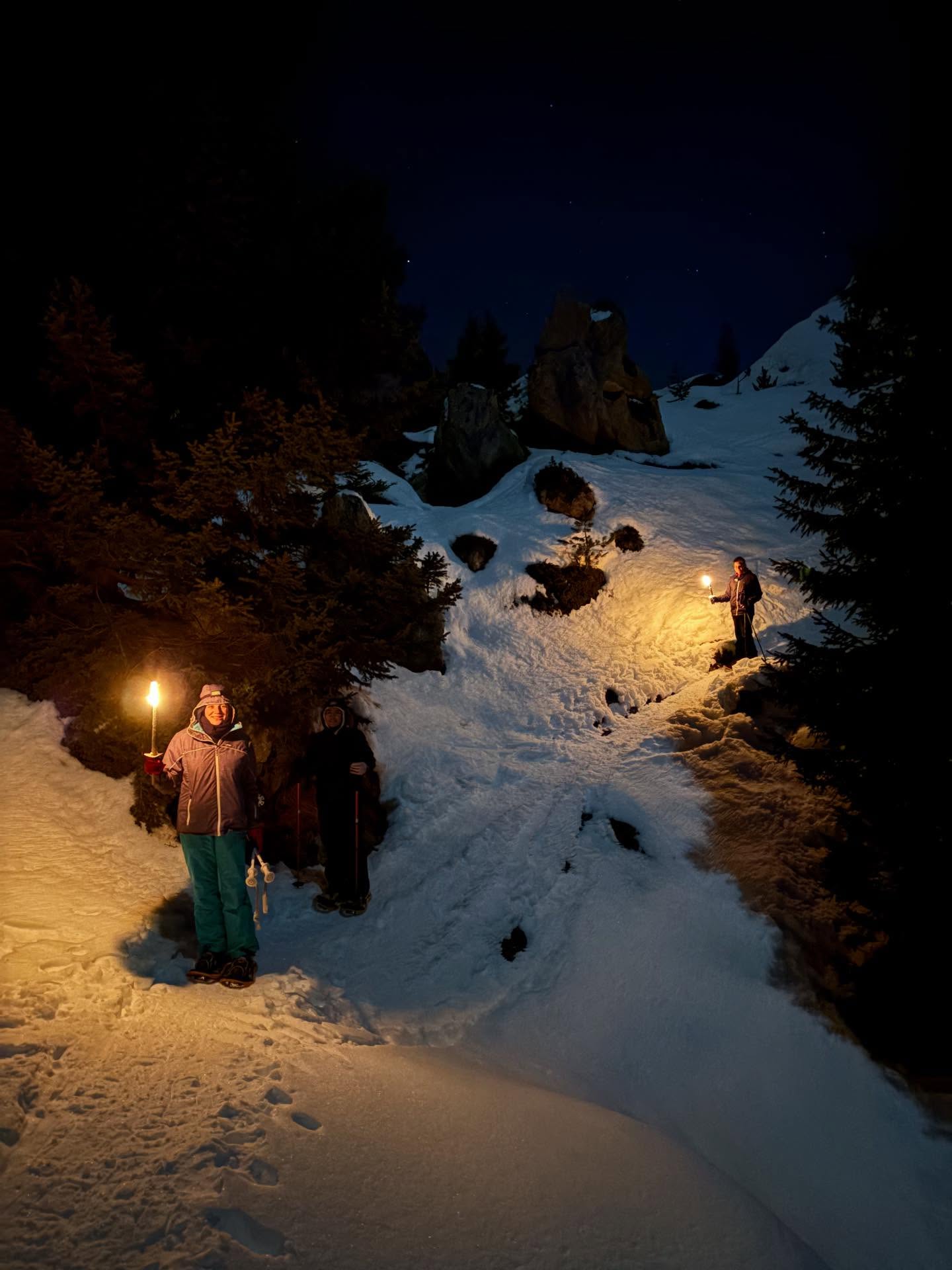Balade au flambeaux à @la_plagne #la_plagne #ski #vacancesauski #taquettesaneige #snowshoeing❄️