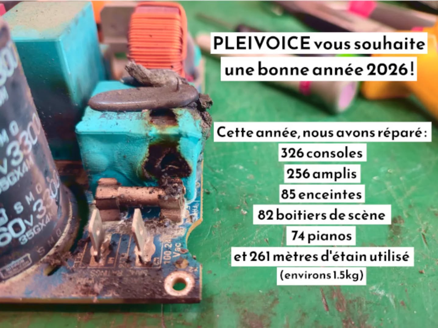 Bonne année !!! 🎚️🎹
25 ans à votre service et maintenant dans un nouveau local plus grand plus haut plus beau !
Passez nous voir au
8 avenue Irène Joliot Curie
77700 Bailly Romainvilliers