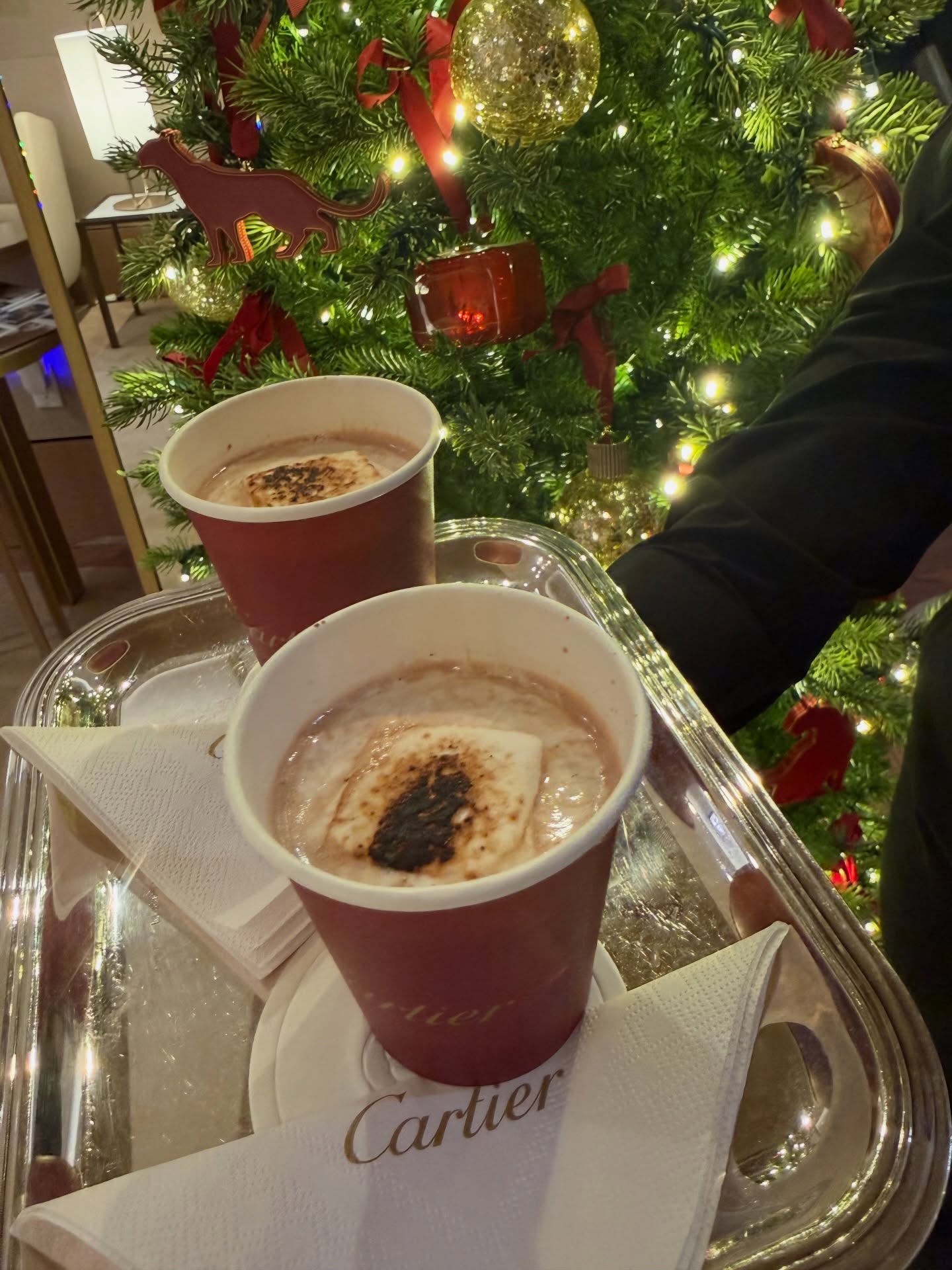 @dandelionchocolate Single Origin Hot Cocoa w/Housemade Vanilla Bean Marshmallows or Fresh Peppermint Whipped Cream for Holiday Celebrations at @cartier SF