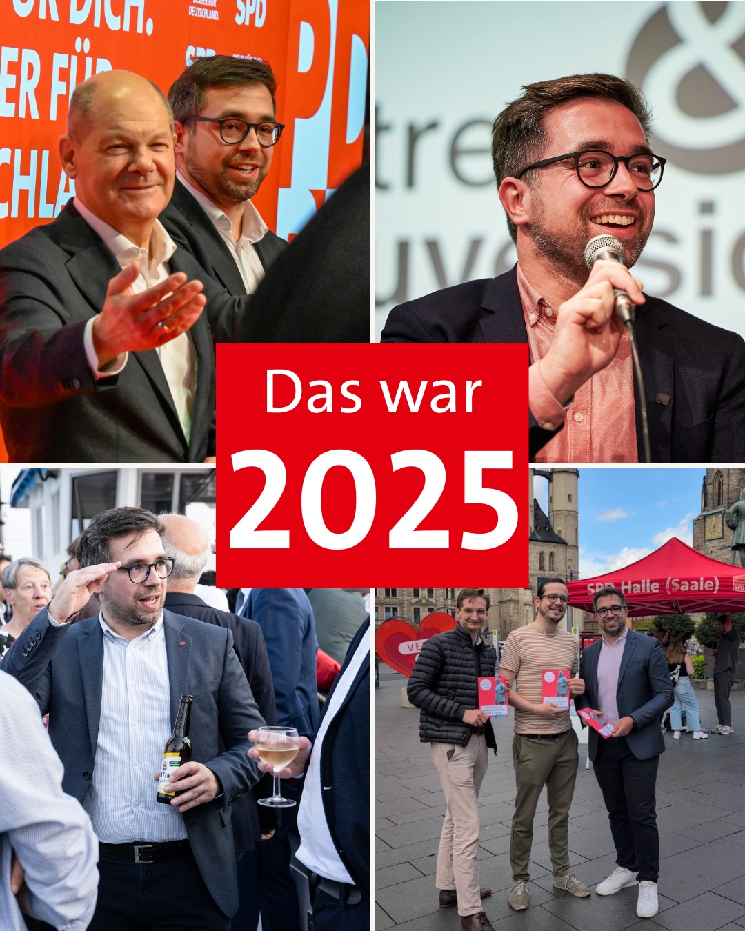 𝗗𝗮𝘀 𝘄𝗮𝗿 2025
Morgen endet 2025. Ein Jahr mit intensivem Bundestagswahlkampf, vielen Terminen, vielen Gesprächen und noch mehr Arbeit für Halle. Zwischen Marktplatz, Sitzungssaal und Infostand war mir wichtig, ansprechbar zu bleiben und trotzdem klar zu sein, wenn es um die Interessen unserer Stadt geht.
Und ja, es gab auch Freiräume zum Krafttanken. Stunden ohne Tagesordnung, ein bisschen Unterwegssein und kurz den Kopf lüften. 2026 geht es weiter, mit neuen Aufgaben und neuen Entscheidungen.
Danke an alle, die mich in diesem Jahr begleitet haben!