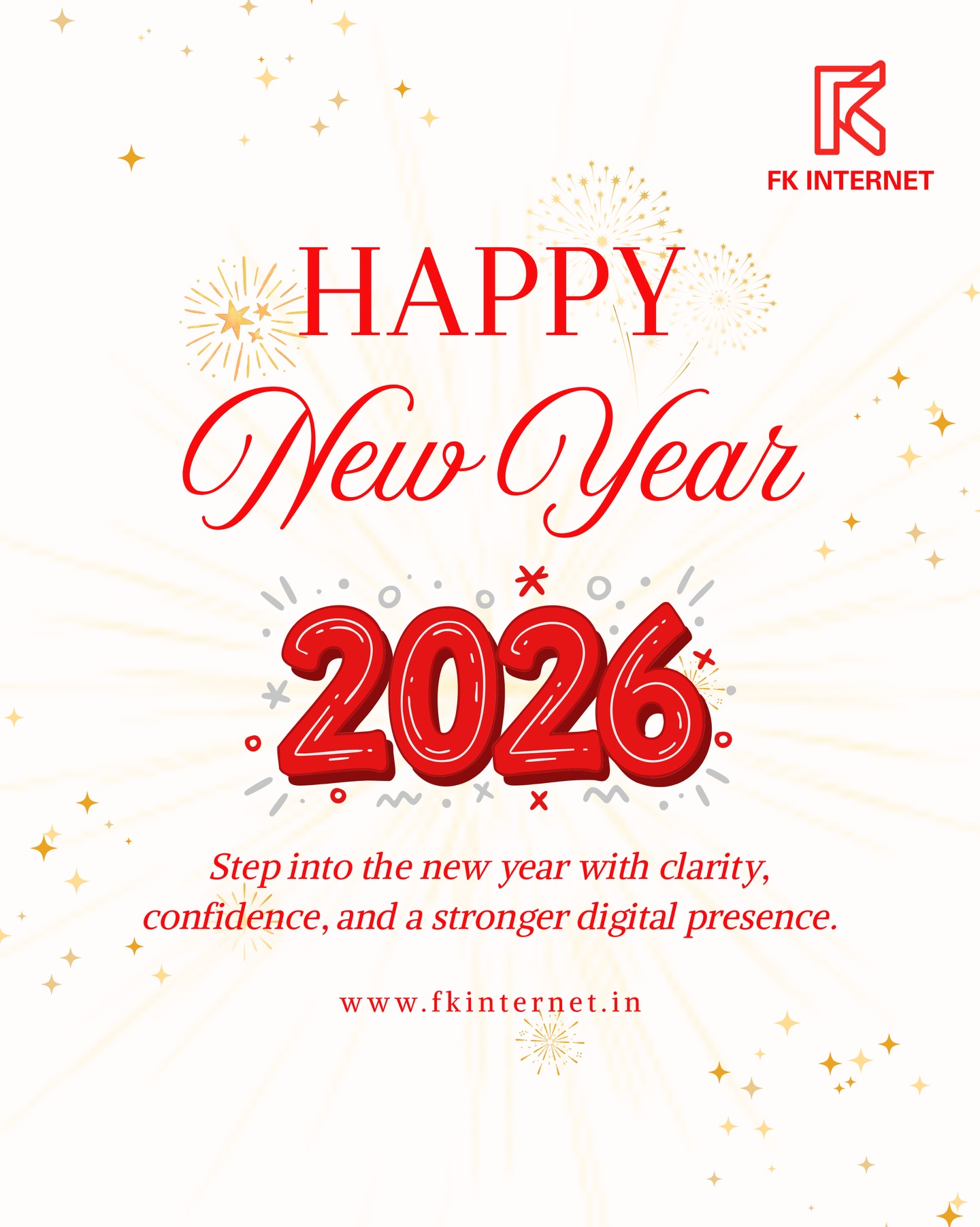 ✨ Welcome 2026 ✨
A new year brings fresh ideas 💡, new goals 🎯, and better opportunities to grow online 🌐
As we step into 2026 🚀, we’re excited to keep building websites that are clear, purposeful, and designed to support real business growth 📈
Here’s to clarity ✨, confidence 💪, and a stronger digital presence in the year ahead 💻
Wishing you a successful and meaningful New Year 🎉✨
—
FK Internet
🌐 www.fkinternet.in