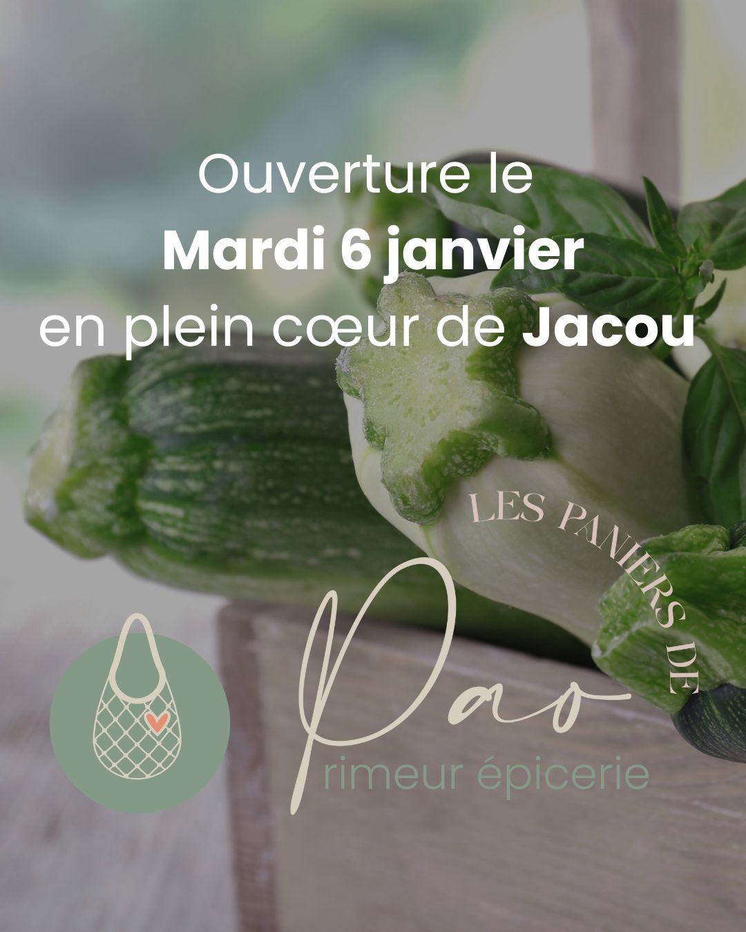 Venez nous rendre visite dès l'ouverture Mardi 6 Janvier au 13 Rue Fernand Soubeyran, 34830 Jacou (juste en face @latelier_du_boucher )
Nous sélectionnons avec soin chaque produit :
- produits frais de qualité, tels que fruits, légumes, fromages...
- épicerie fine comme du miel des confitures, du café, du thé et des pâtes. ..
Horaires d'ouverture :
- Du Mardi au samedi : de 8h30 à 13h et de 16h à 19h
- Et le Dimanche de 8h30 à 13h
lespaniersdepao.fr