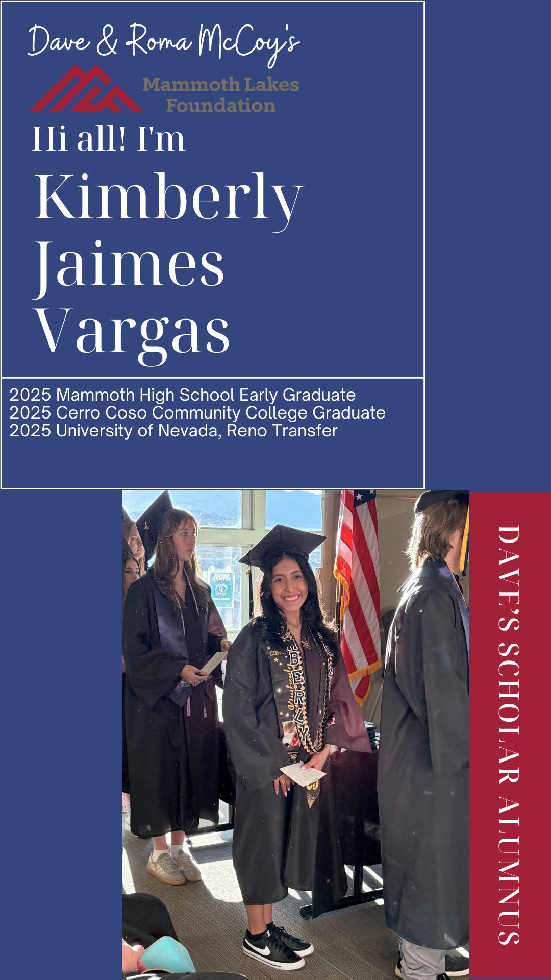 ✨ Cheers to a New Year! ✨
As we close out the year, we’re deeply thankful for the community that continues to support our students and their unique educational journeys. Stories like Kimberly’s remind us what’s possible when students are surrounded by belief and opportunity.
Every gift makes a meaningful difference. Together, we can continue the work that Dave and Roma McCoy began. If you feel moved to give, donations can be made online at http://weblink.donorperfect.com/MLF2025 or by mailing a check to: PO Box 1815, Mammoth Lakes, CA 93546.
Thank you for all the ways you help make these stories possible. We look ahead to the new year with gratitude and hope for what’s to come.❤