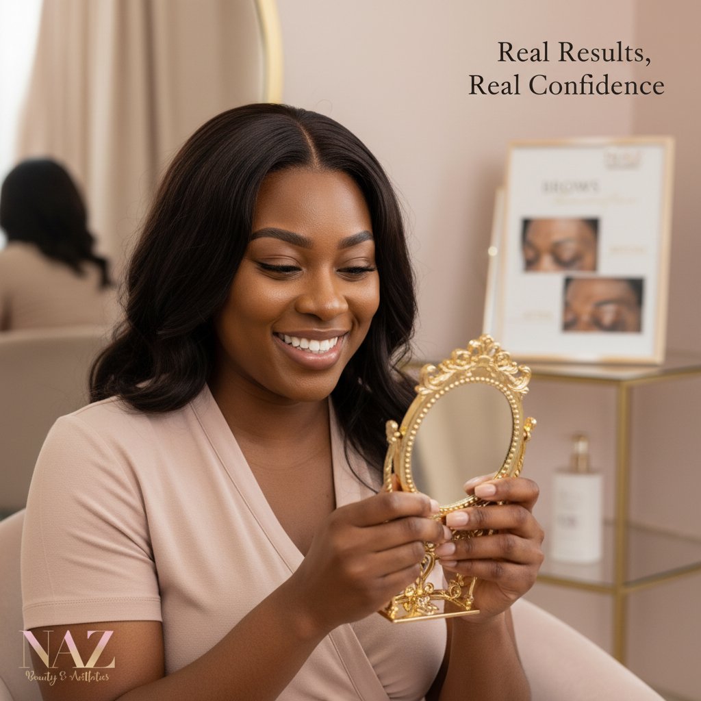 Brows transformed. Confidence boosted. Real results, always.
Ever wondered what a true brow makeover looks like? Swipe to see how a simple lamination can frame your face and lift your look. Real clients, real results—no filters needed.
Ready to love your brows every day? Book your consultation with Naz and discover your own transformation. ✨