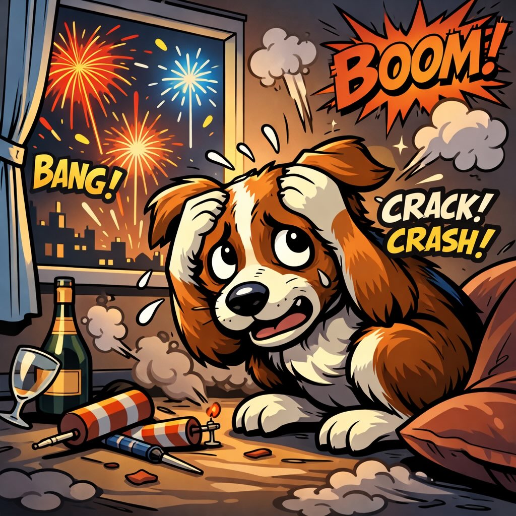 Notfall Lösungen für ängstliche Hunde an Silvester: braunes Rauschen, Seinen Platz zur Höhle umbauen, Kopfhörer, Thundershirt, Pheromonstecker, klassische Musik, Mit dem Auto fahren, Bahn fahren, Flughafenhotel einchecken, Leckmatten, Schnüffelteppich, Lasst euren Hund den Rückzugsort aussuchen, bitte bestätigt den Hund nicht in seiner Angst, bleibt bei ihm und gebt ihm Ruhe und Sicherheit,Auslastung von Kopf und Körper in der Wohnung, sichert euren Hund doppelt. Das Halsband darf an Silvester fester sitzen. #silvesterangst #silvesterhundeangst #silvesterhundesicherheit #silvesterhundetraining