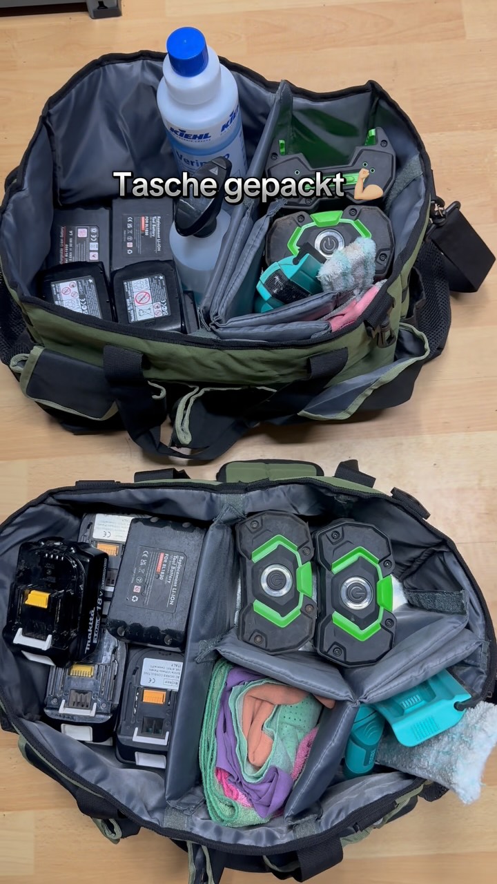 Alles dabei – Tasche gepackt für die Innen- und Außenreinigung. #keepitclean #hausmeisterservice #immobilien #gartenarbeit #reinigung