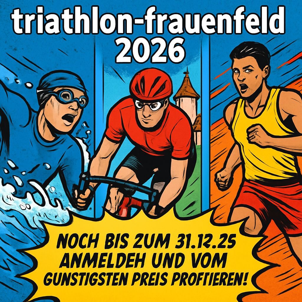 Melde dich bis zum 31.12.2025 für den Triathlon Frauenfeld am 31.05.2026 an und profitiere von einem günstigeren Preis. 👉🏻 Link in Bio
Hast du dich schon für den Triathlon Frauenfeld angemeldet?