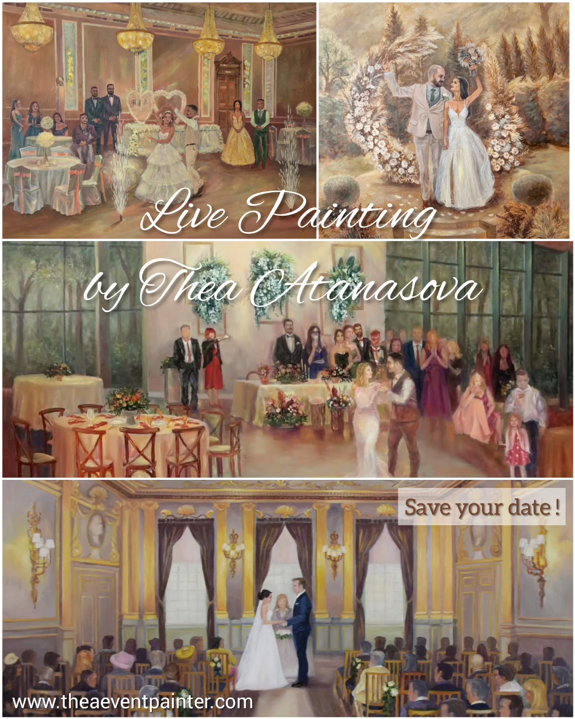 ✨ Your love story, transformed into art – live, on your wedding day. ✨
As a live wedding painter, I capture the most tender and beautiful moments of your special day with brush and paint – right before your guests’ eyes. Each painting carries the spirit of the moment and becomes a truly unique keepsake.
🎨 What I offer:
✔ Live artistic interpretation of your wedding ceremony or celebration
✔ An art accent that delights your guests and enhances the refined atmosphere
✔ A personalized painting for your home – a symbol of your love
🌿 Style: elegance, romantic ambiance
🌸 For whom: for those who value beauty and one-of-a-kind moments
💌 Bookings open for 2026!
Get in touch with me, and let’s create your visual love story together.
.
.
#destinationwedding
#destinationweddingpainter
✨Вашата любовна история, претворена в изкуство – на живо, в деня на сватбата Ви. ✨
Като сватбен художник, улавям най-нежните и красиви мигове от Вашия специален ден с четка и бои – пред очите на Вашите гости. Всяка картина носи духа на момента и се превръща в уникален спомен.
🎨 Какво предлагам?
✔ Жива художествена интерпретация на сватбената Ви церемония или тържество
✔ Арт акцент, който впечатлява гостите и допринася за изисканата атмосфера
✔ Персонализирана картина за Вашия дом – символ на любовта Ви
🌿 Стил: елегантност, романтично настроение
🌸 За кого: за тези, които ценят красотата и неповторимите моменти
💌 Запазване на дати за 2026!
Свържете се с мен, за да създадем заедно Вашата визуална история!
#сватбенхудожник #weddingartist